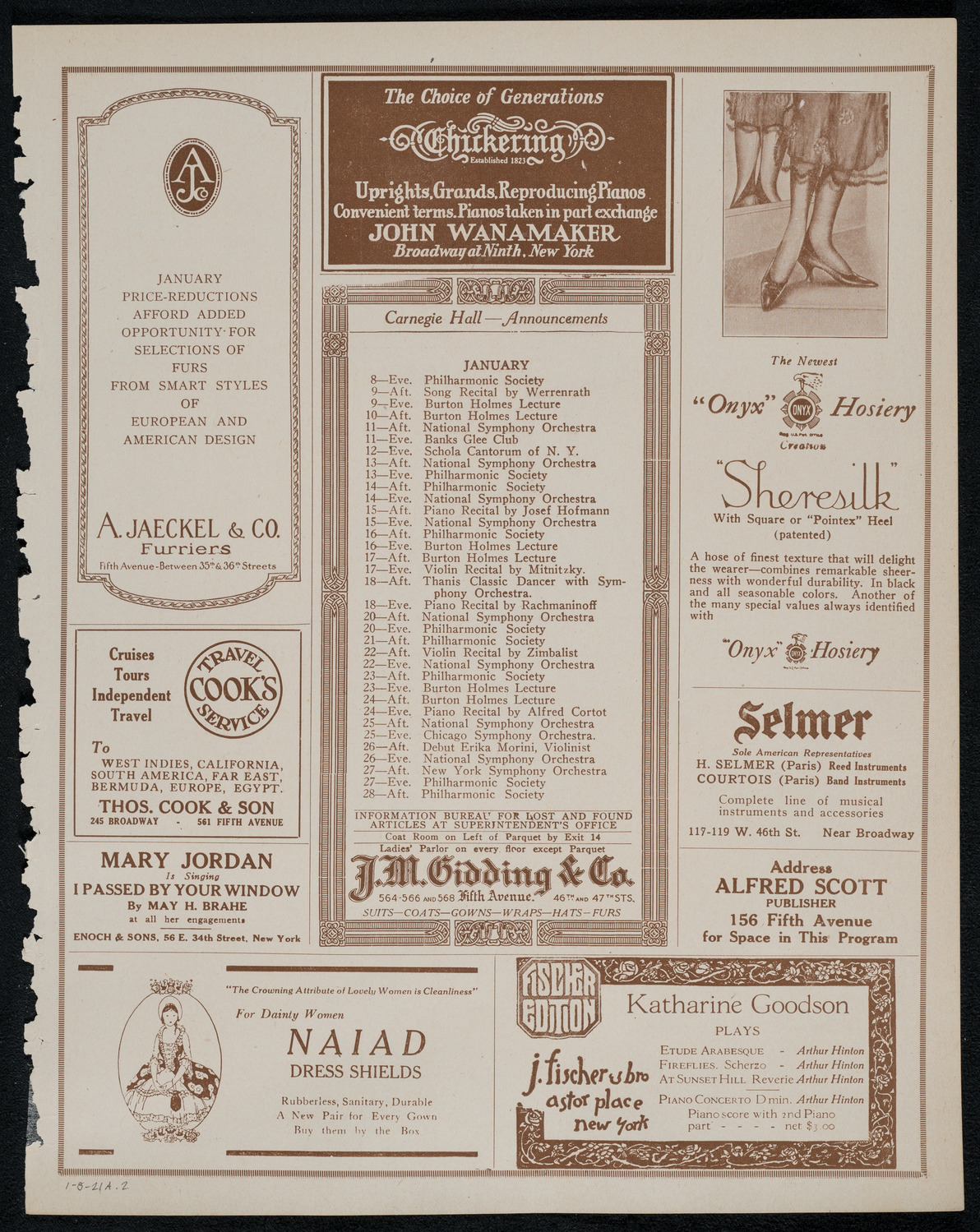Boston Symphony Orchestra, January 8, 1921, program page 3