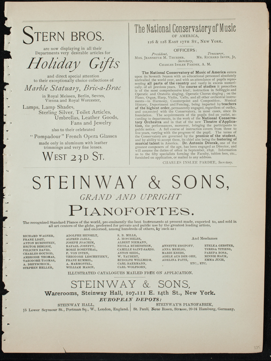 Benefit: West Side Day Nursery and Industrial School, December 14, 1891, program page 7