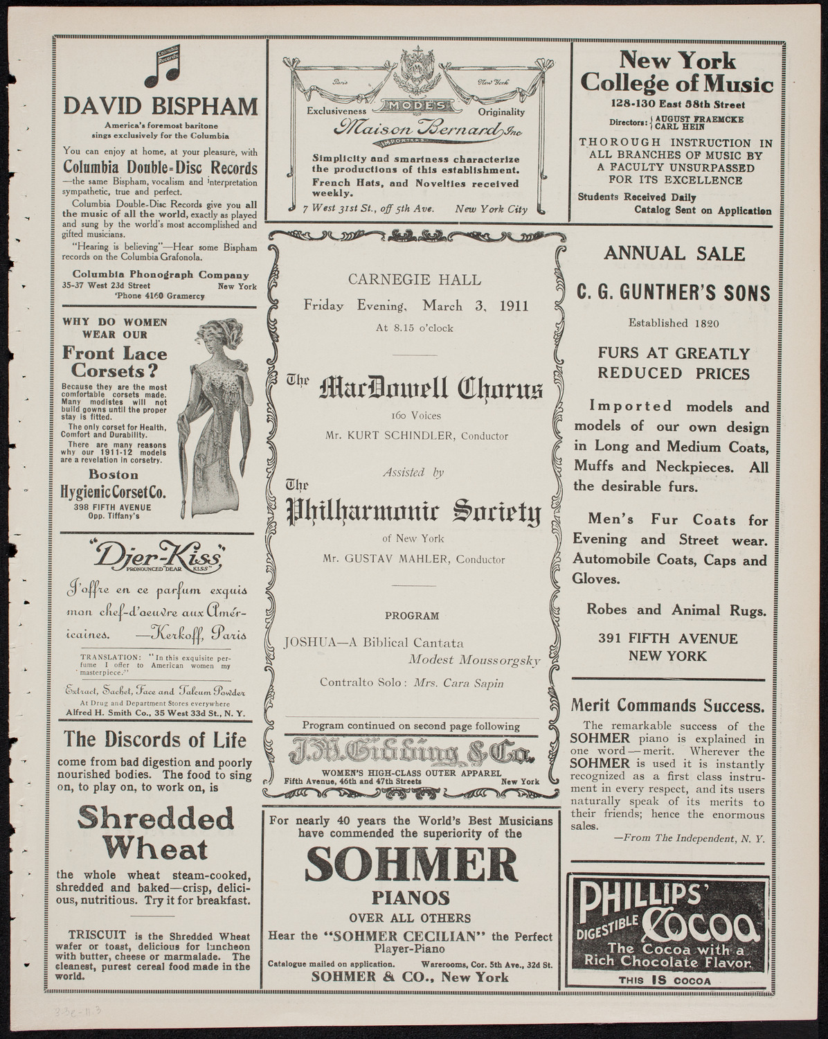 MacDowell Chorus, March 3, 1911, program page 5