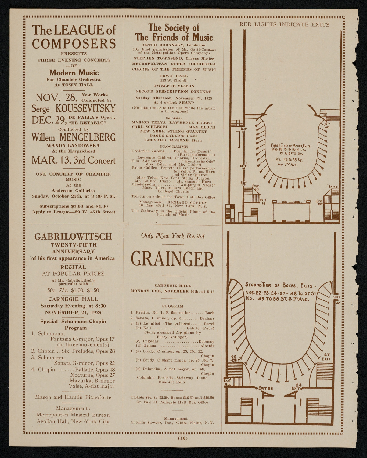 New York Philharmonic, November 13, 1925, program page 10