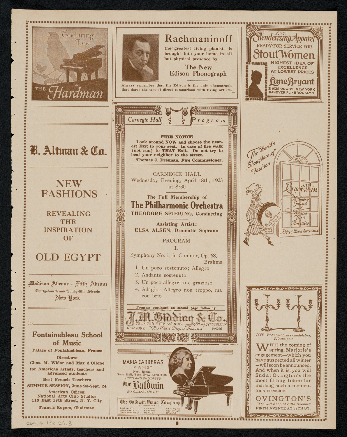 The Full Membership of The Philharmonic Orchestra, April 18, 1923, program page 5