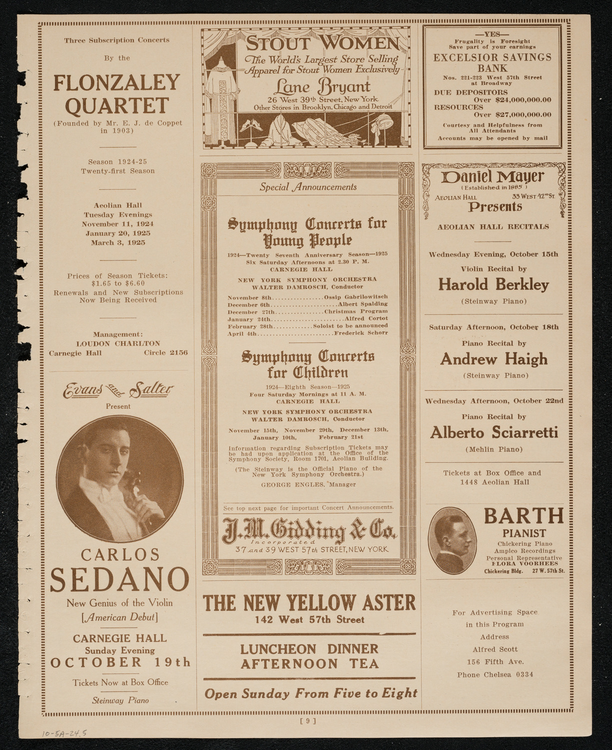 Colin O'More, Tenor, October 5, 1924, program page 9