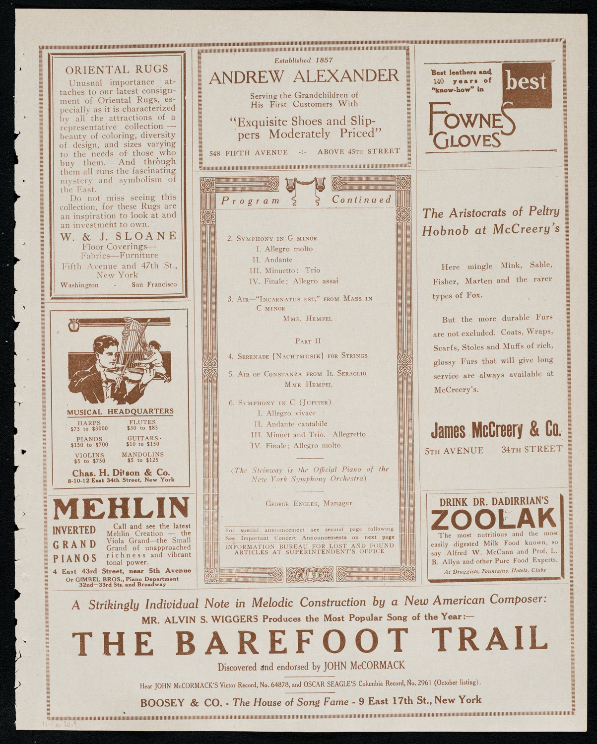 New York Symphony Orchestra, November 11, 1920, program page 7