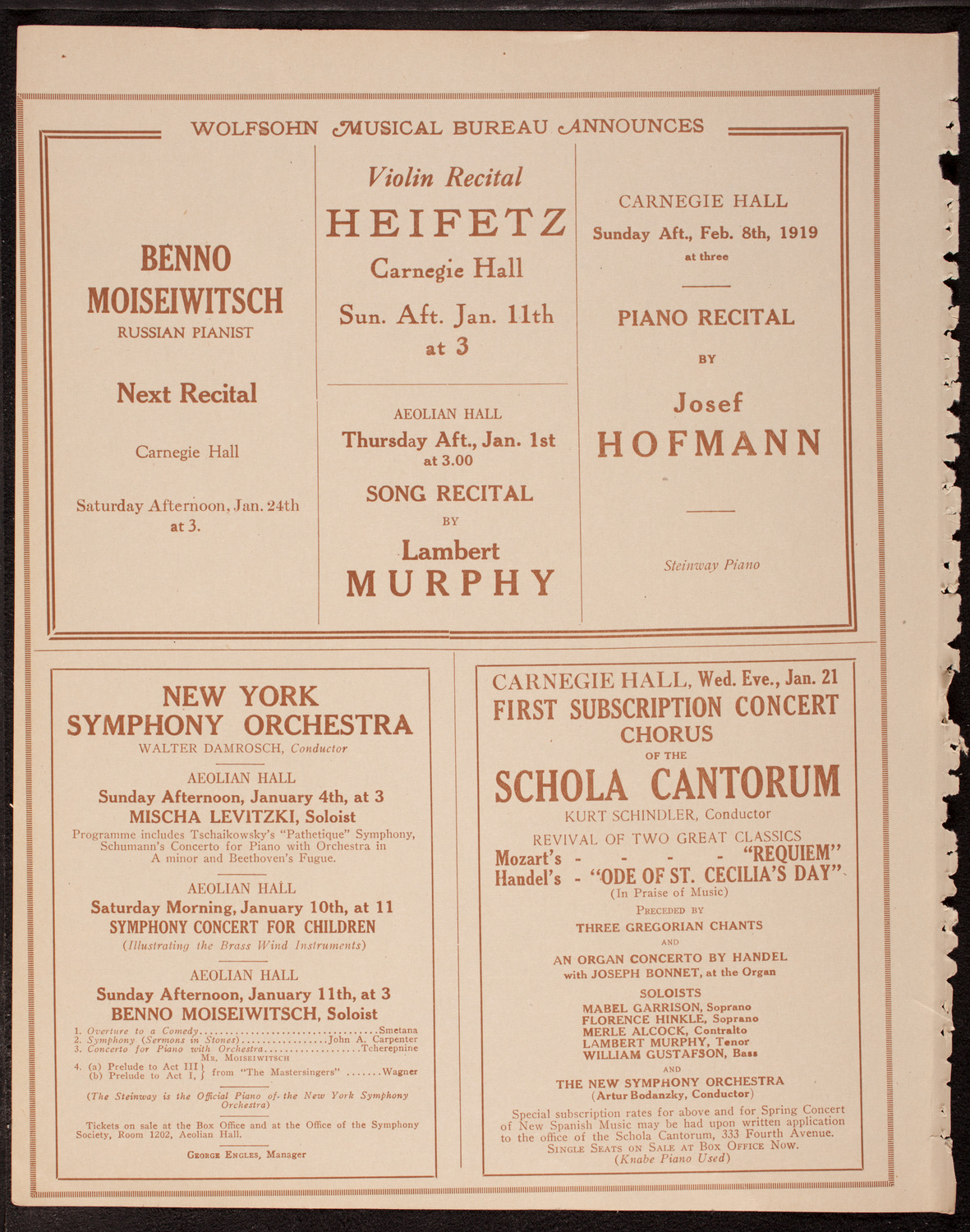 Arnold Volpe and his Symphony Orchestra with Anna Fitziu, Andres de Segurola, and Samuel Gardner, December 31, 1919, program page 8