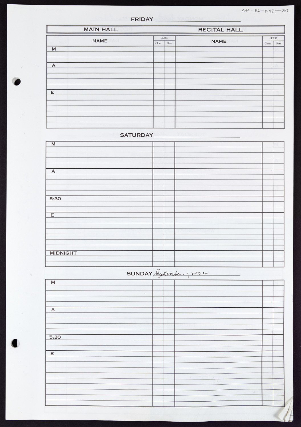 Carnegie Hall Booking Ledger, volume 48, page 3