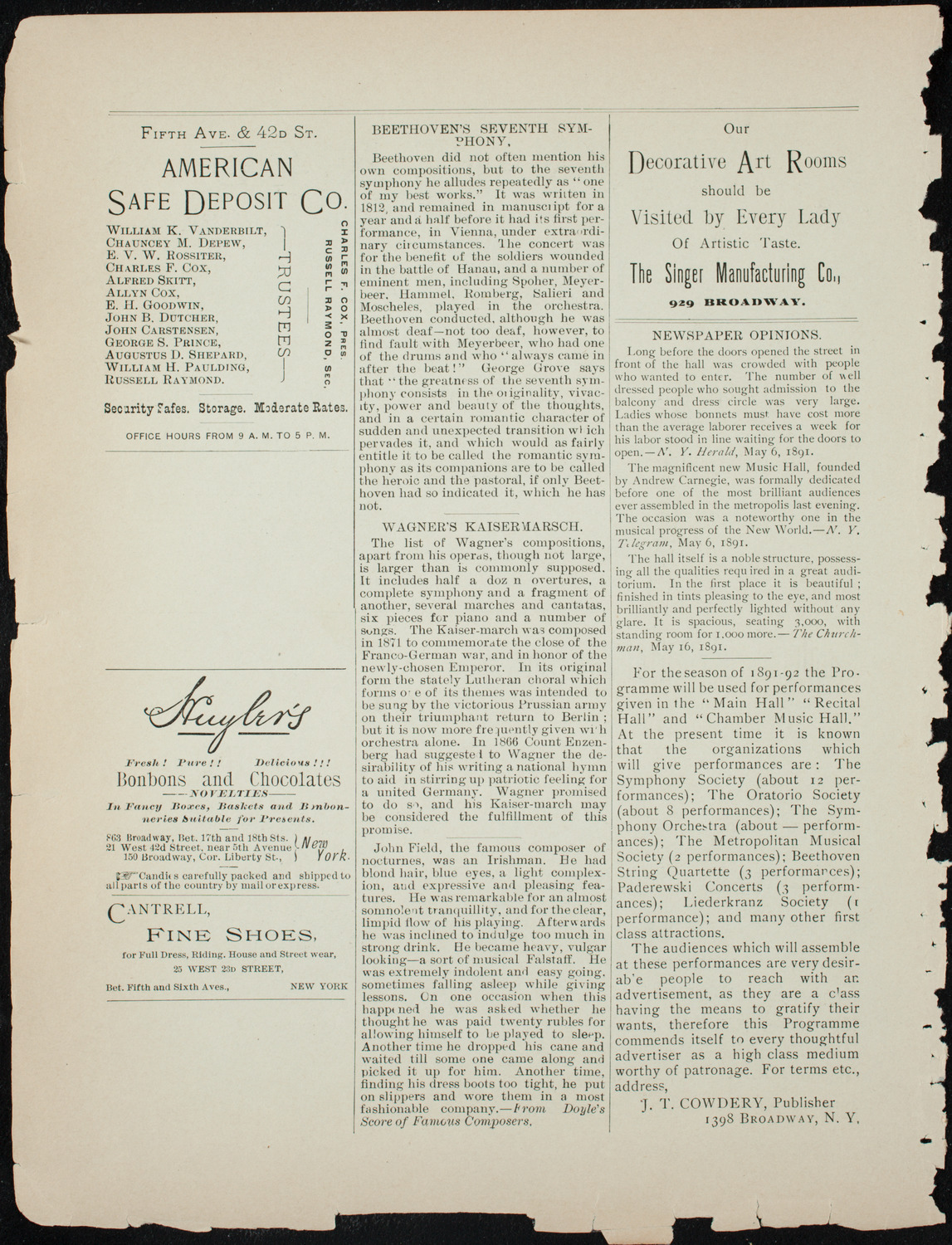 Lena Little, Contralto, November 11, 1891, program page 4