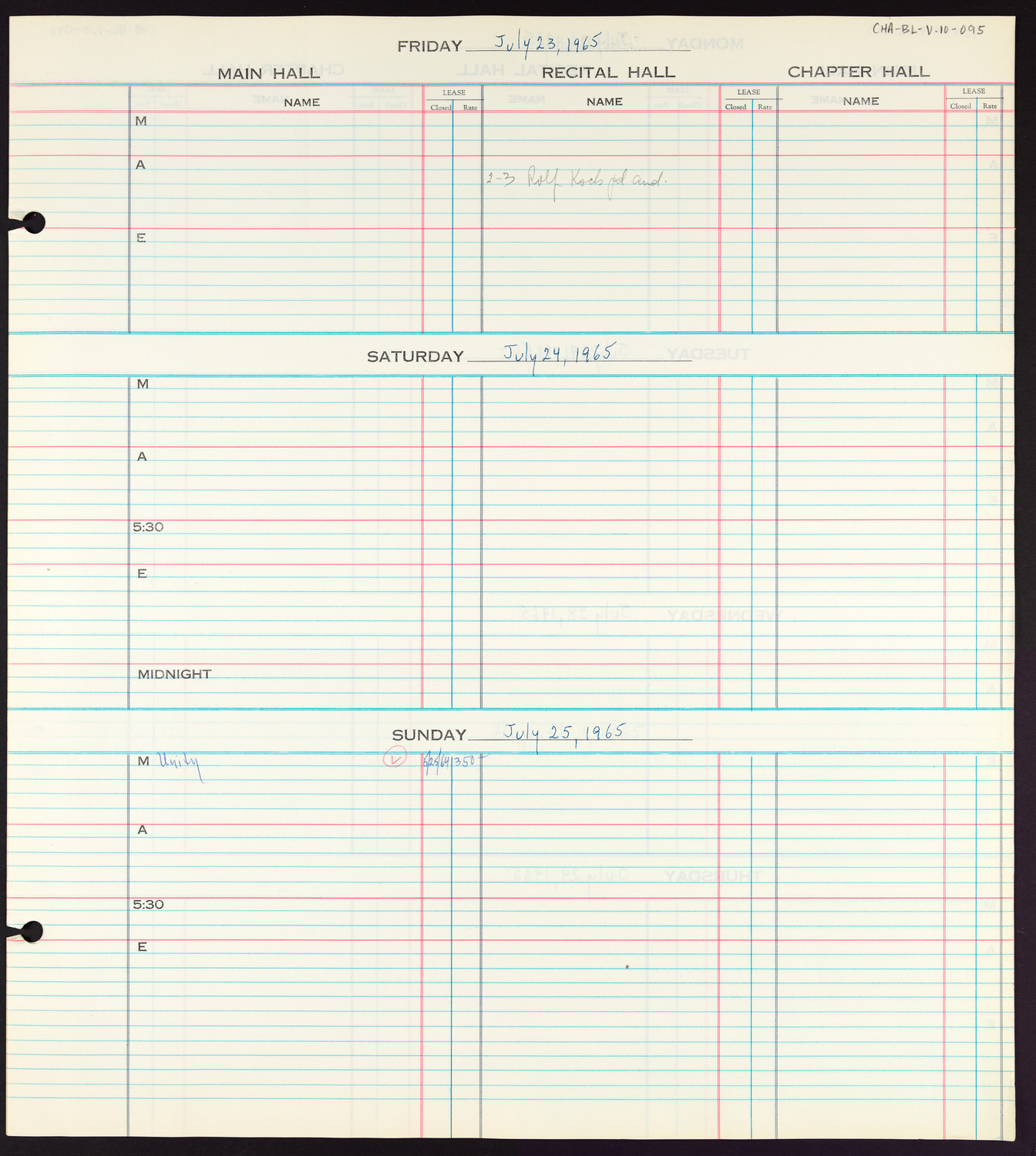 Carnegie Hall Booking Ledger, volume 10, page 95