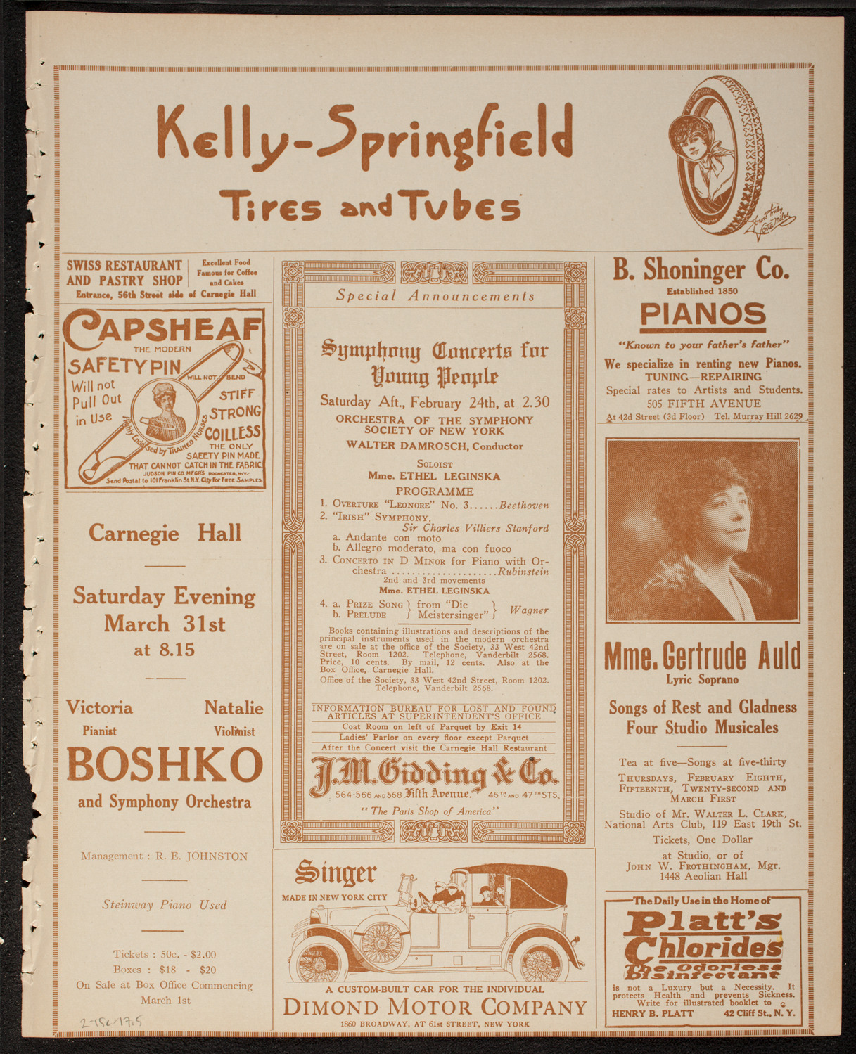 Boston Symphony Orchestra, February 15, 1917, program page 9