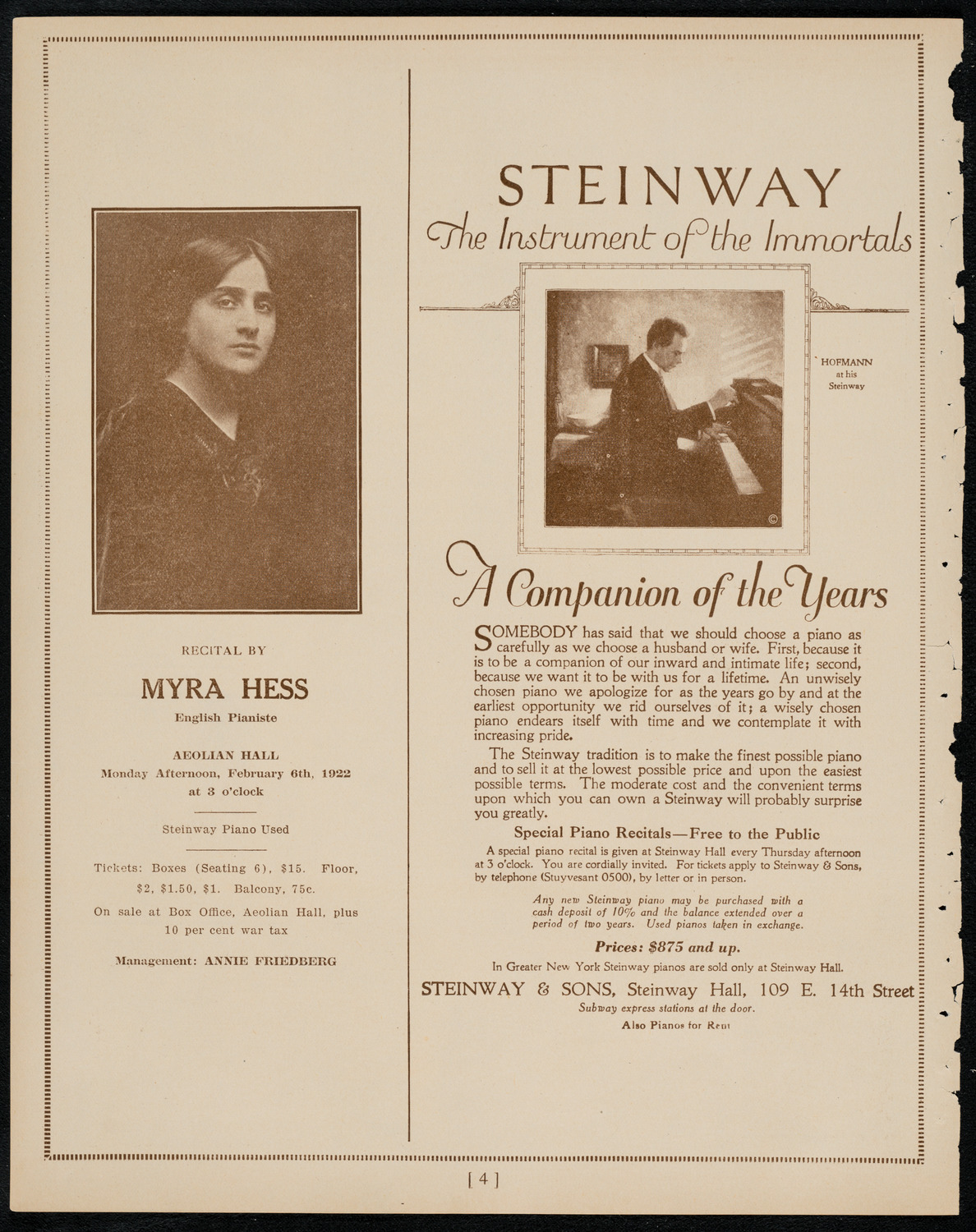 Claire Dux, Soprano, February 5, 1922, program page 4