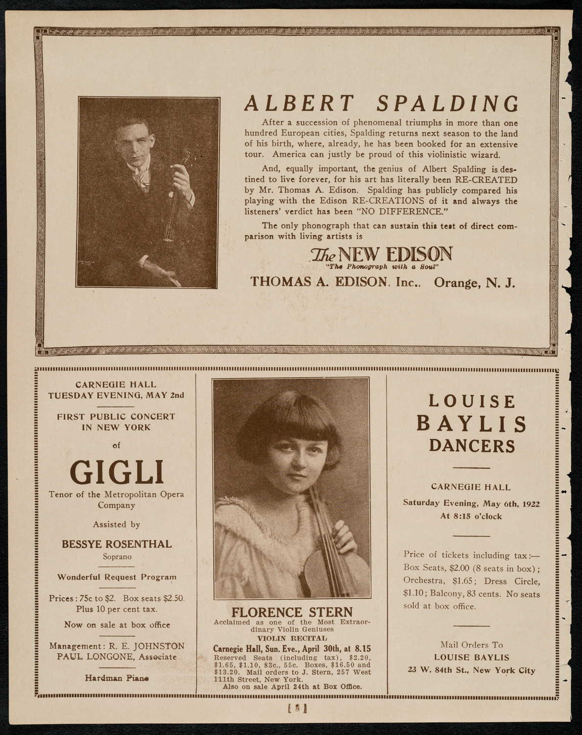 New York Philharmonic, April 26, 1922, program page 2