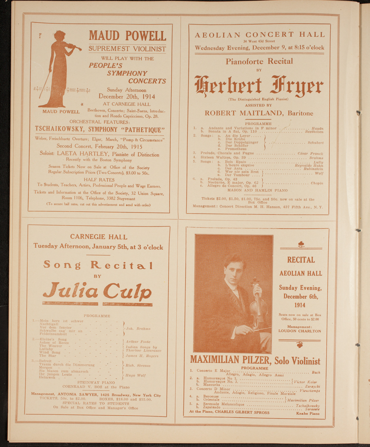 New York Philharmonic, December 6, 1914, program page 10