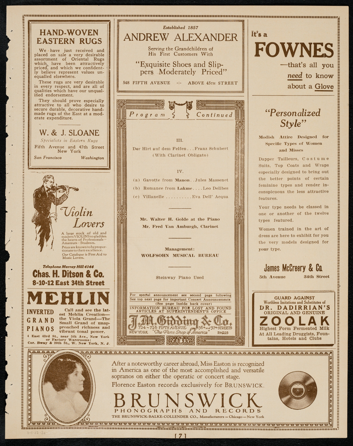 Maria Ivogun, Soprano, March 11, 1922, program page 7
