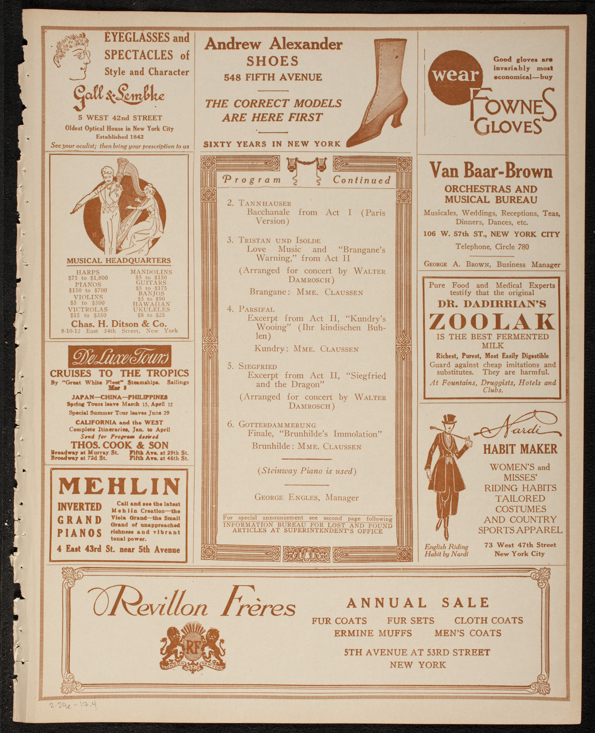 New York Symphony Orchestra, February 24, 1917, program page 7