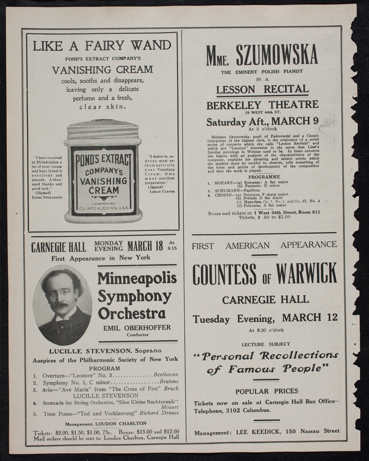 Musical Art Society of New York, March 5, 1912, program page 8