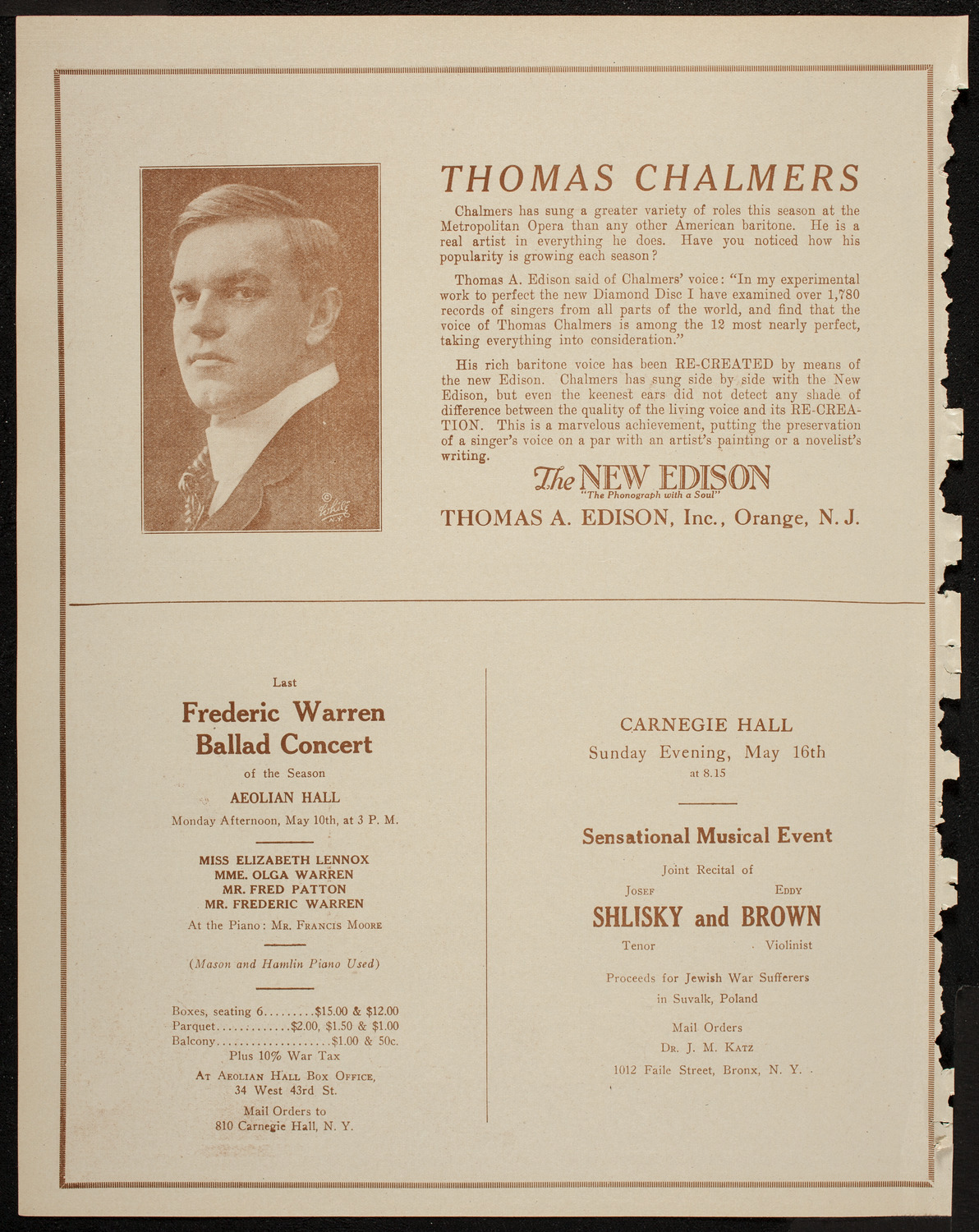 Benefit: St. Andrew's One Cent Coffee Stands Society, April 29, 1920, program page 2