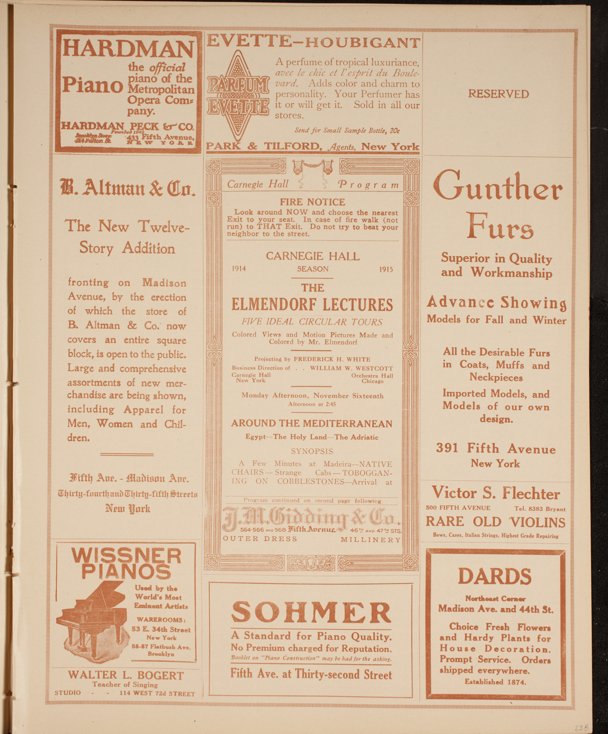 Elmendorf Lecture: Around the Mediterranean, November 16, 1914, program page 5