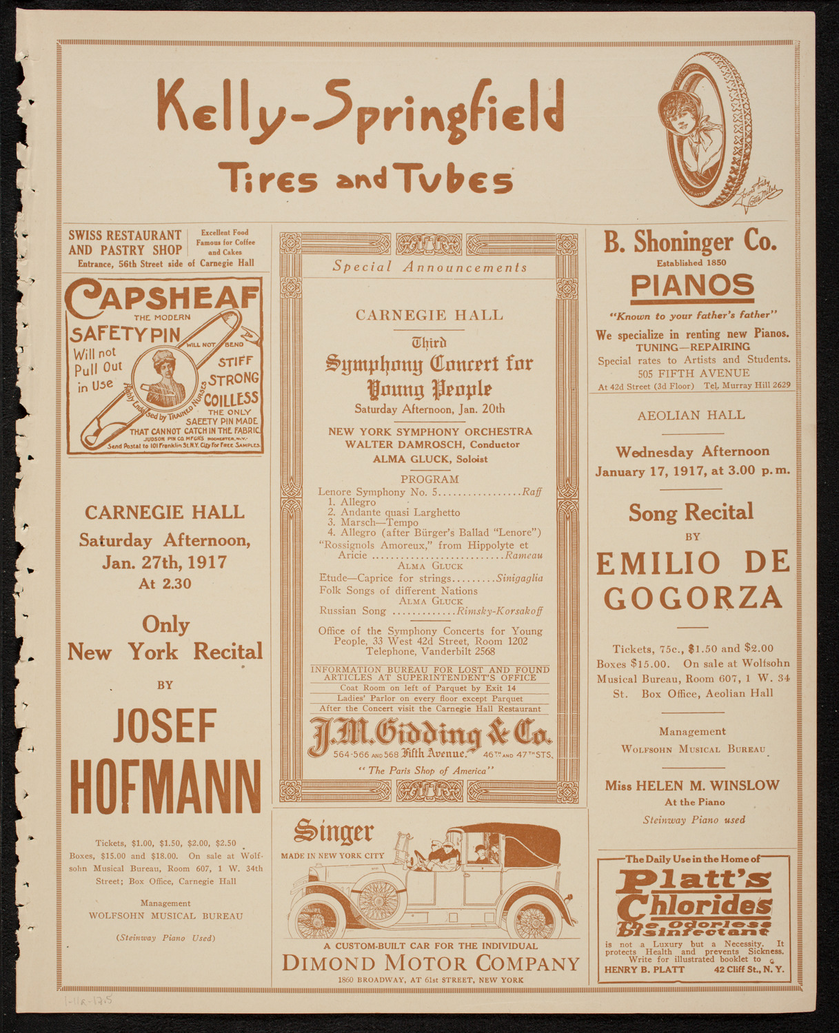 Philadelphia Orchestra, January 11, 1917, program page 9