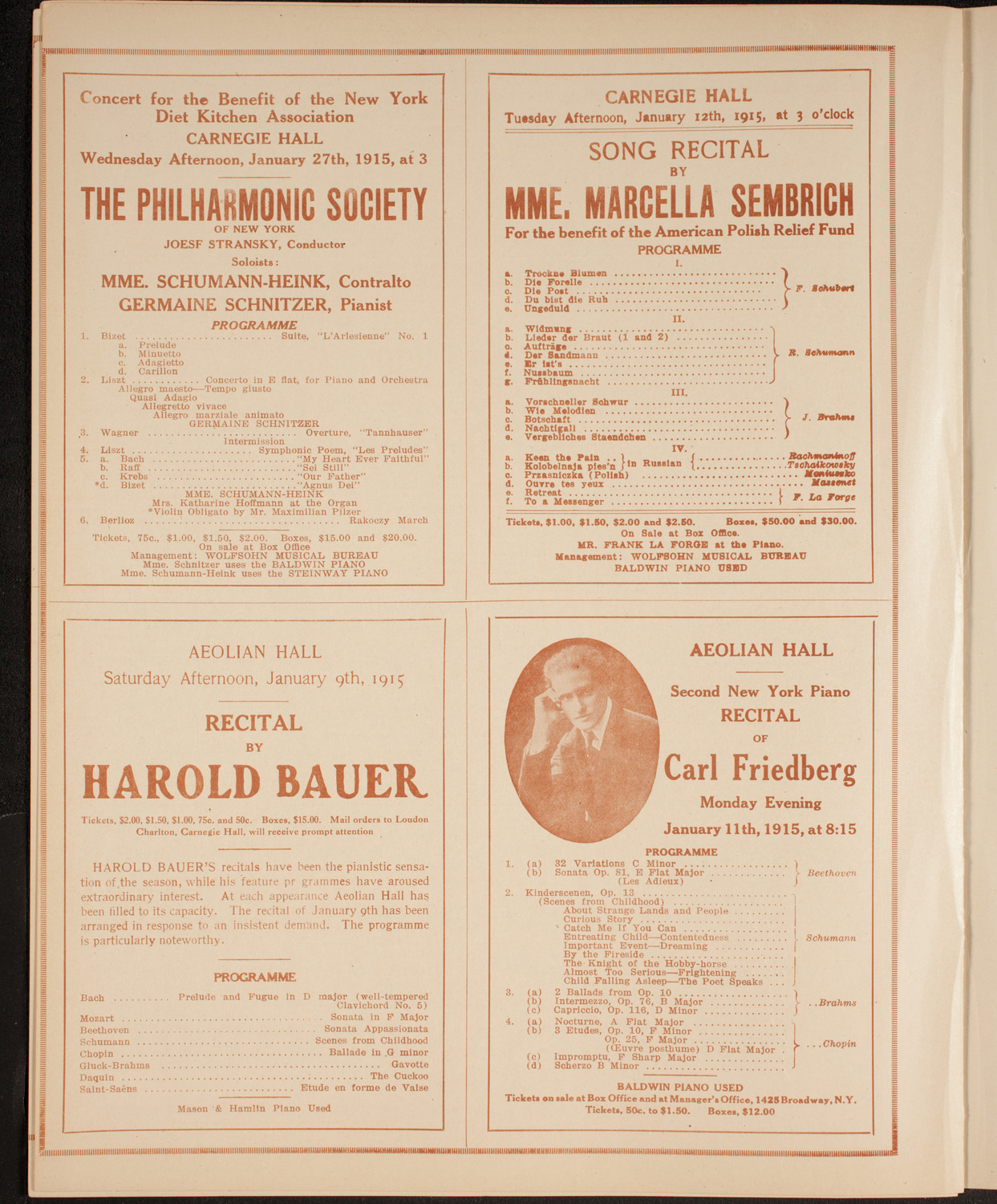 Julia Culp, Contralto, January 5, 1915, program page 10