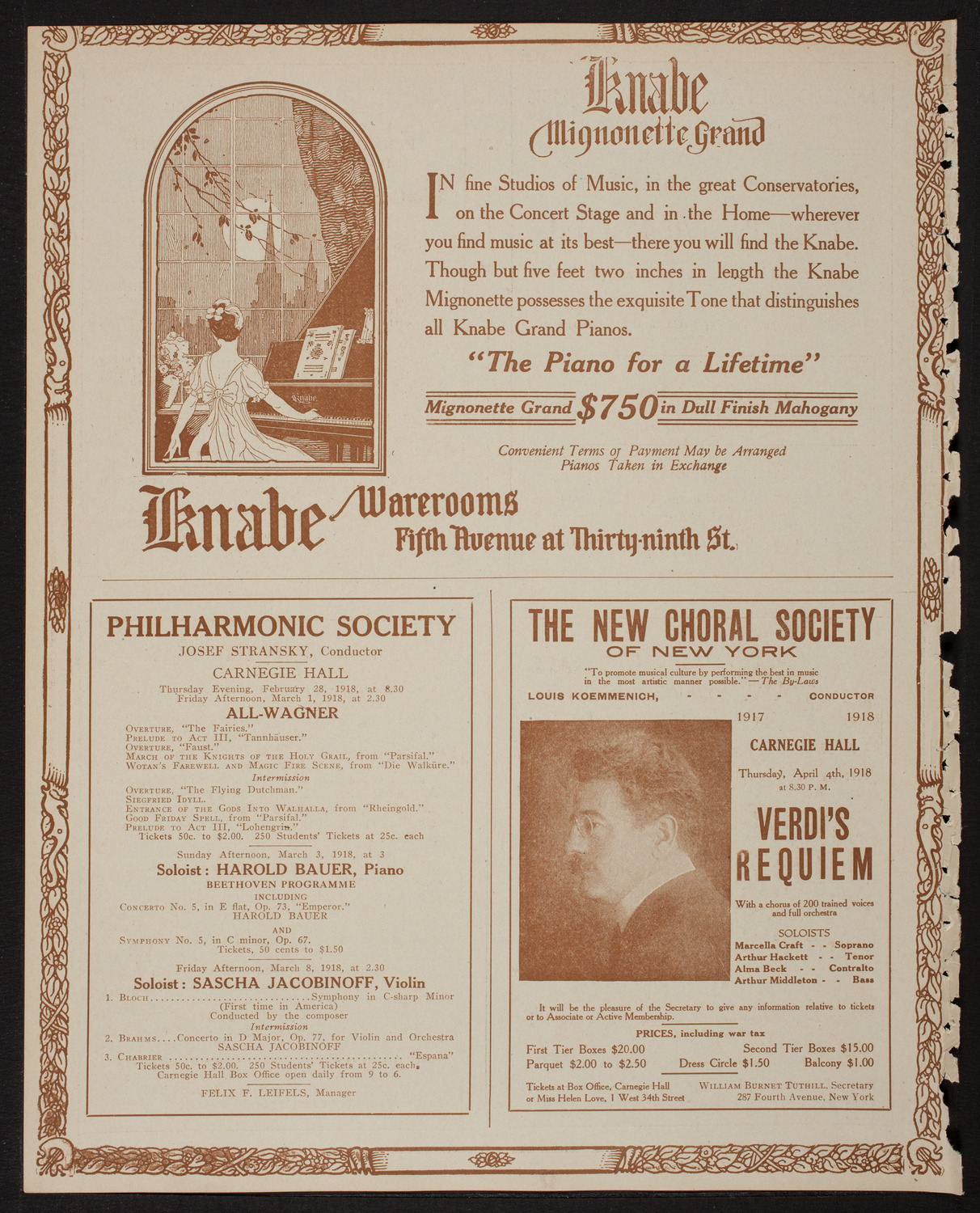 New York Philharmonic, February 24, 1918, program page 12