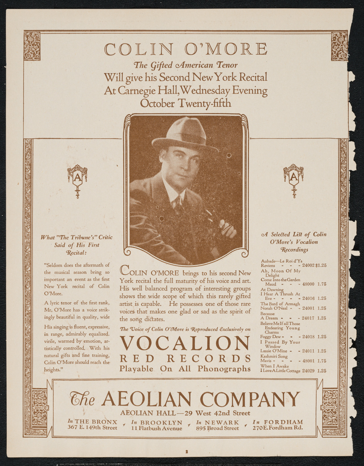 Albert Spalding, Violin, October 21, 1922, program page 2