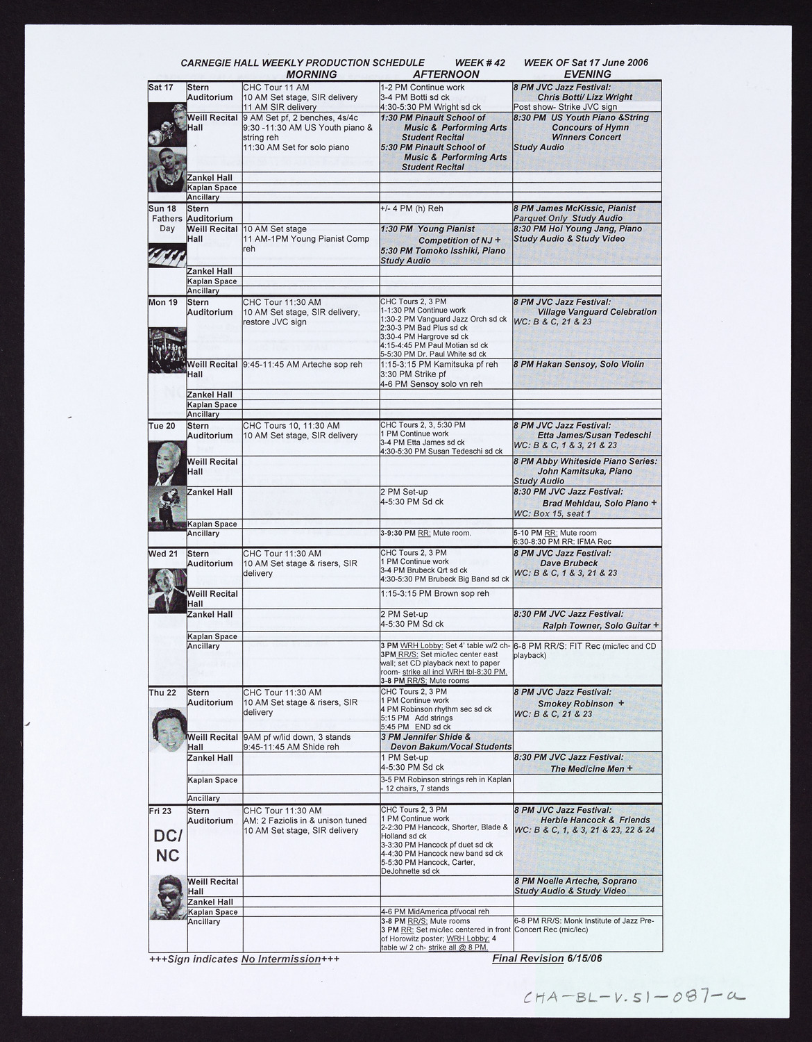 Carnegie Hall Booking Ledger, volume 51, page 87a