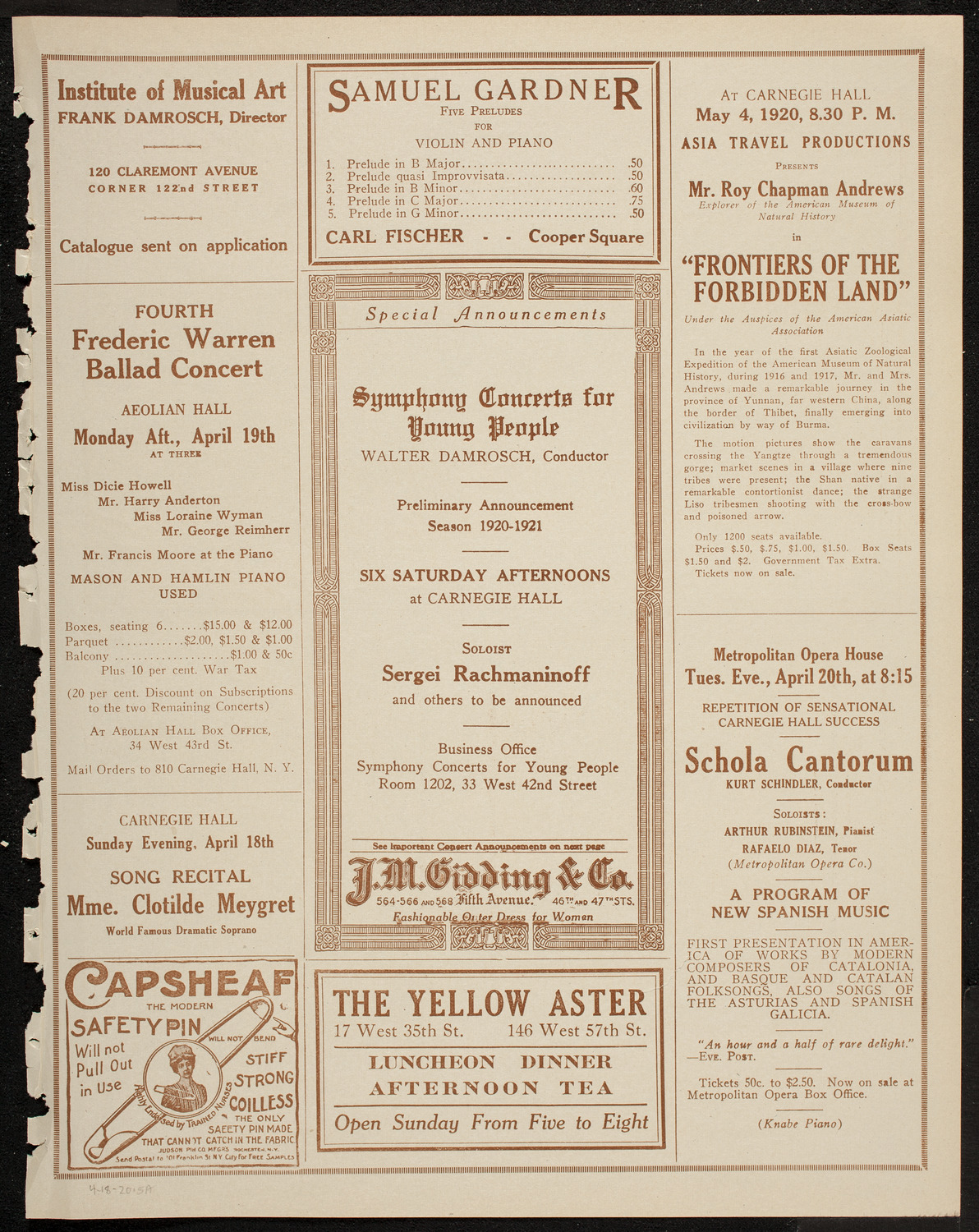 Josef Lhévinne, Piano, April 18, 1920, program page 9