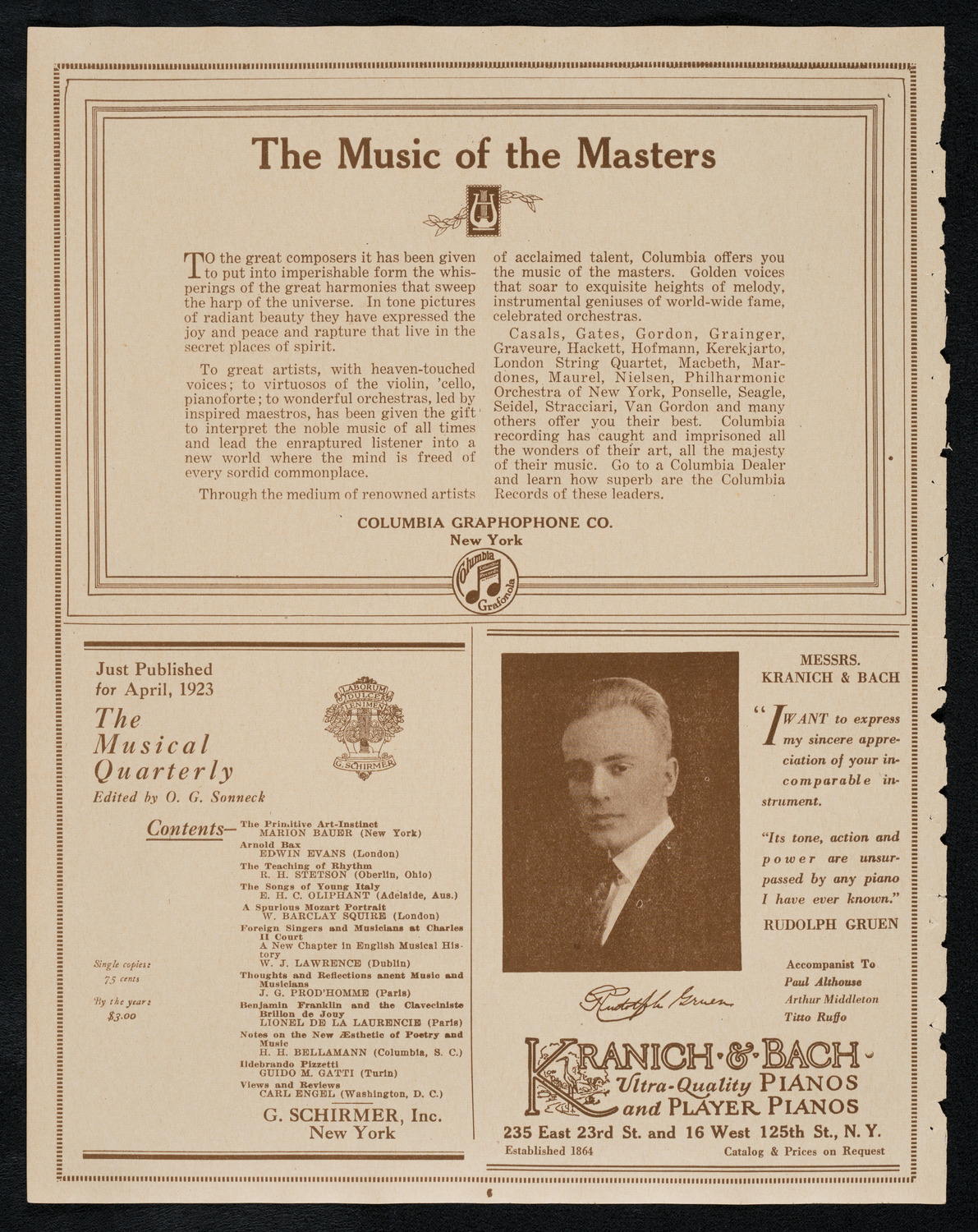 Sir Arthur Conan Doyle, April 15, 1923, program page 6