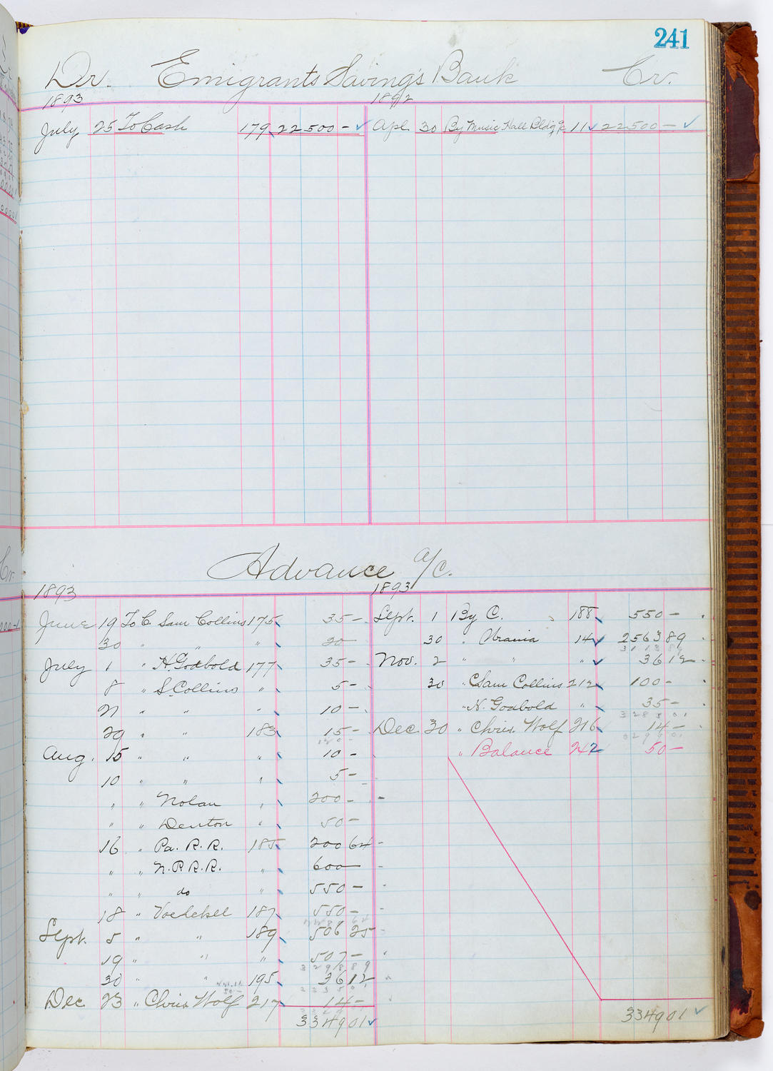 Music Hall Accounting Ledger, volume 1, page 241