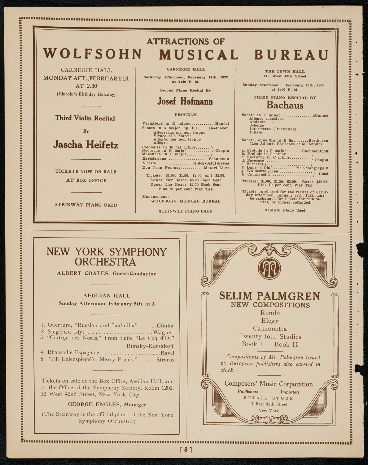 Boston Symphony Orchestra, February 4, 1922, program page 8