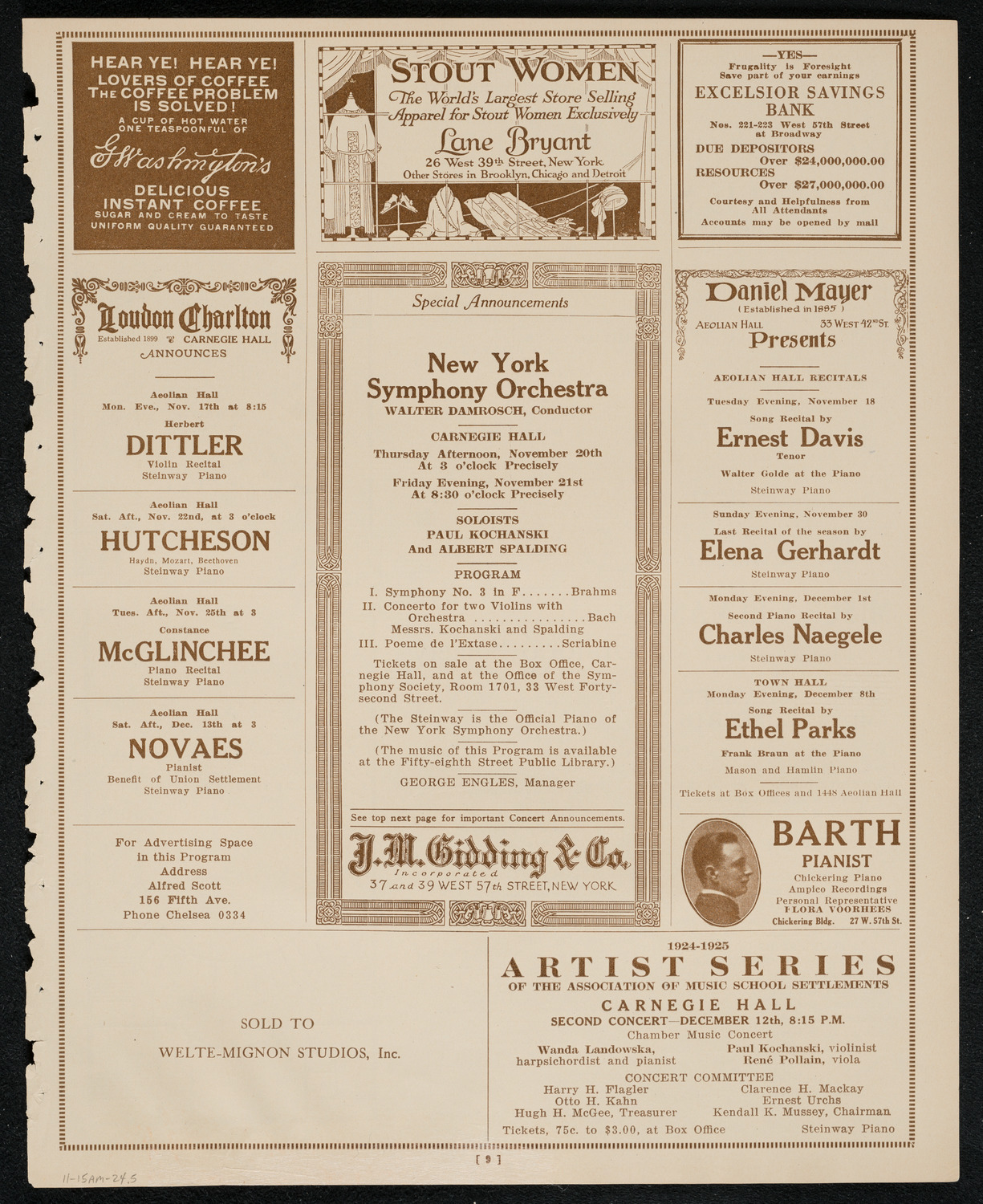 Symphony Concert for Young People, November 15, 1924, program page 9