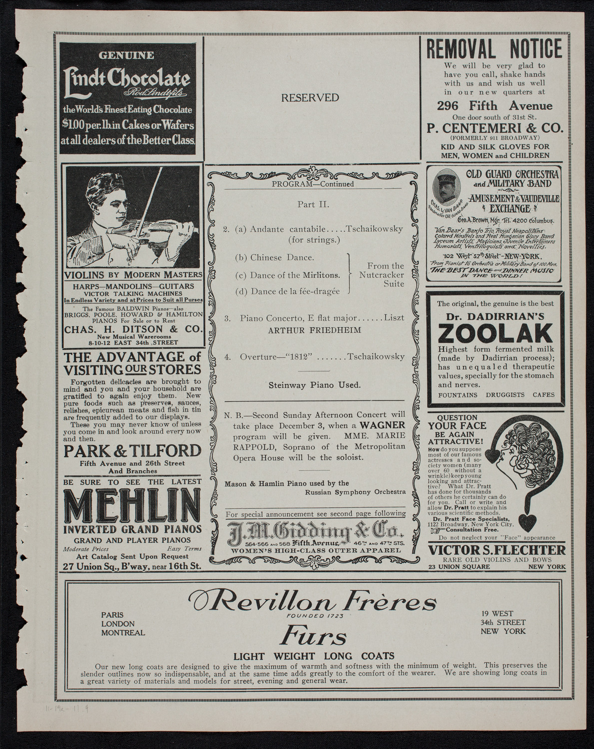 Russian Symphony Society of New York, November 19, 1911, program page 7