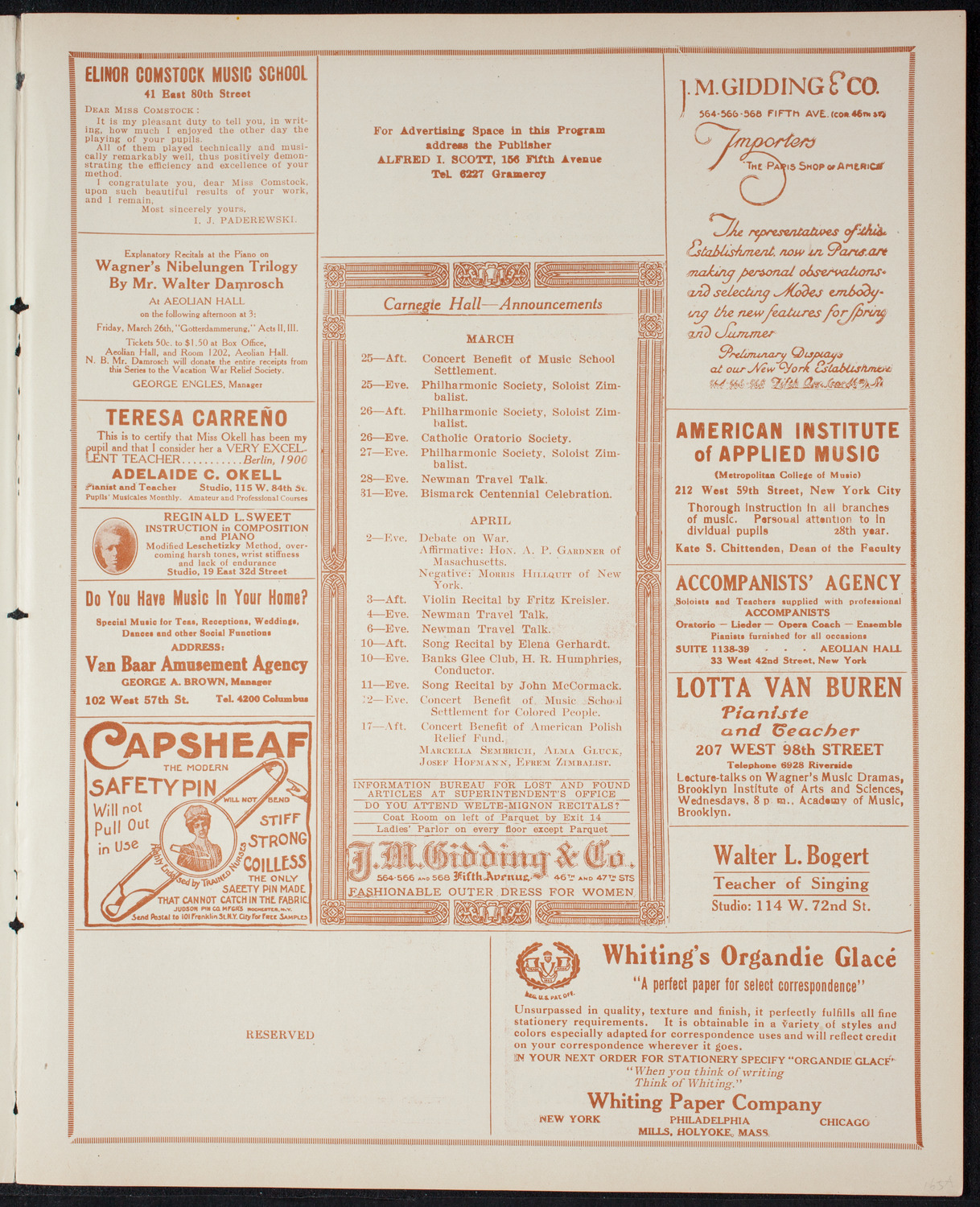 Oratorio Society of New York, March 24, 1915, program page 3