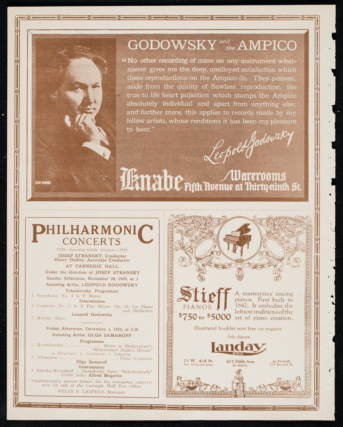 New York Philharmonic, November 26, 1920, program page 12
