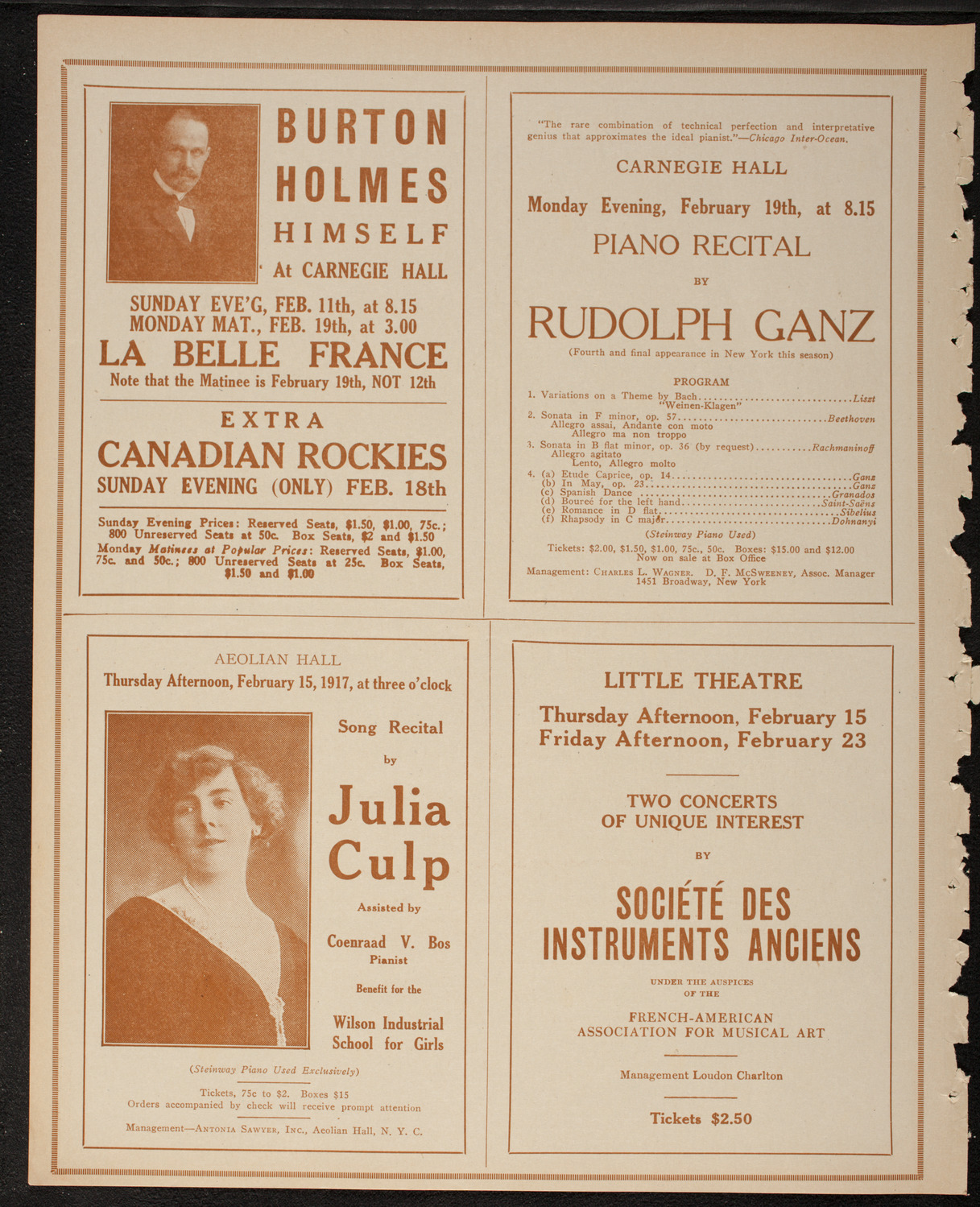 New York Philharmonic, February 10, 1917, program page 10