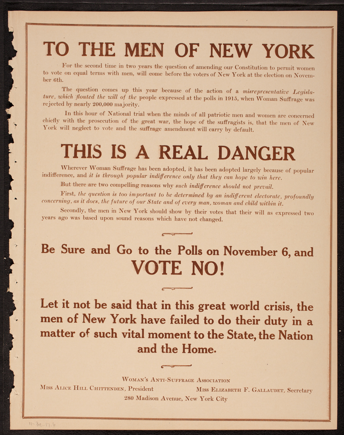 Benefit: N.Y. State Association Opposed to Woman Suffrage, November 3, 1917, program page 11