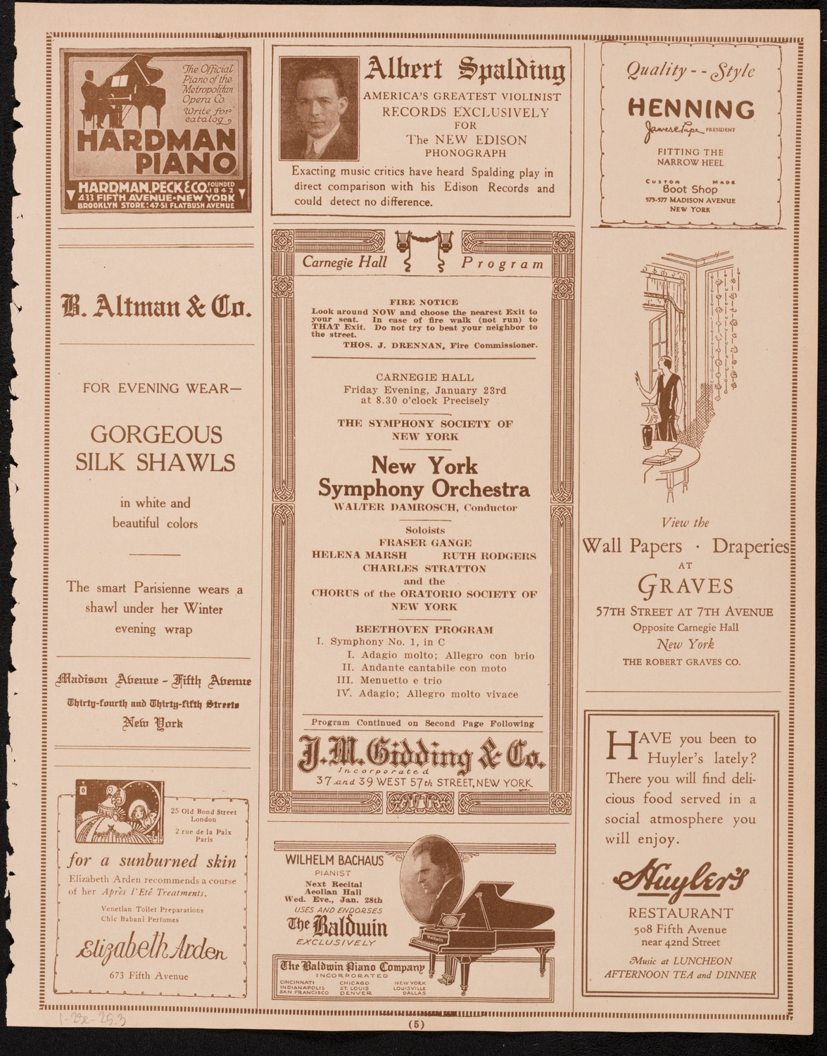 New York Symphony Orchestra, January 23, 1925, program page 5