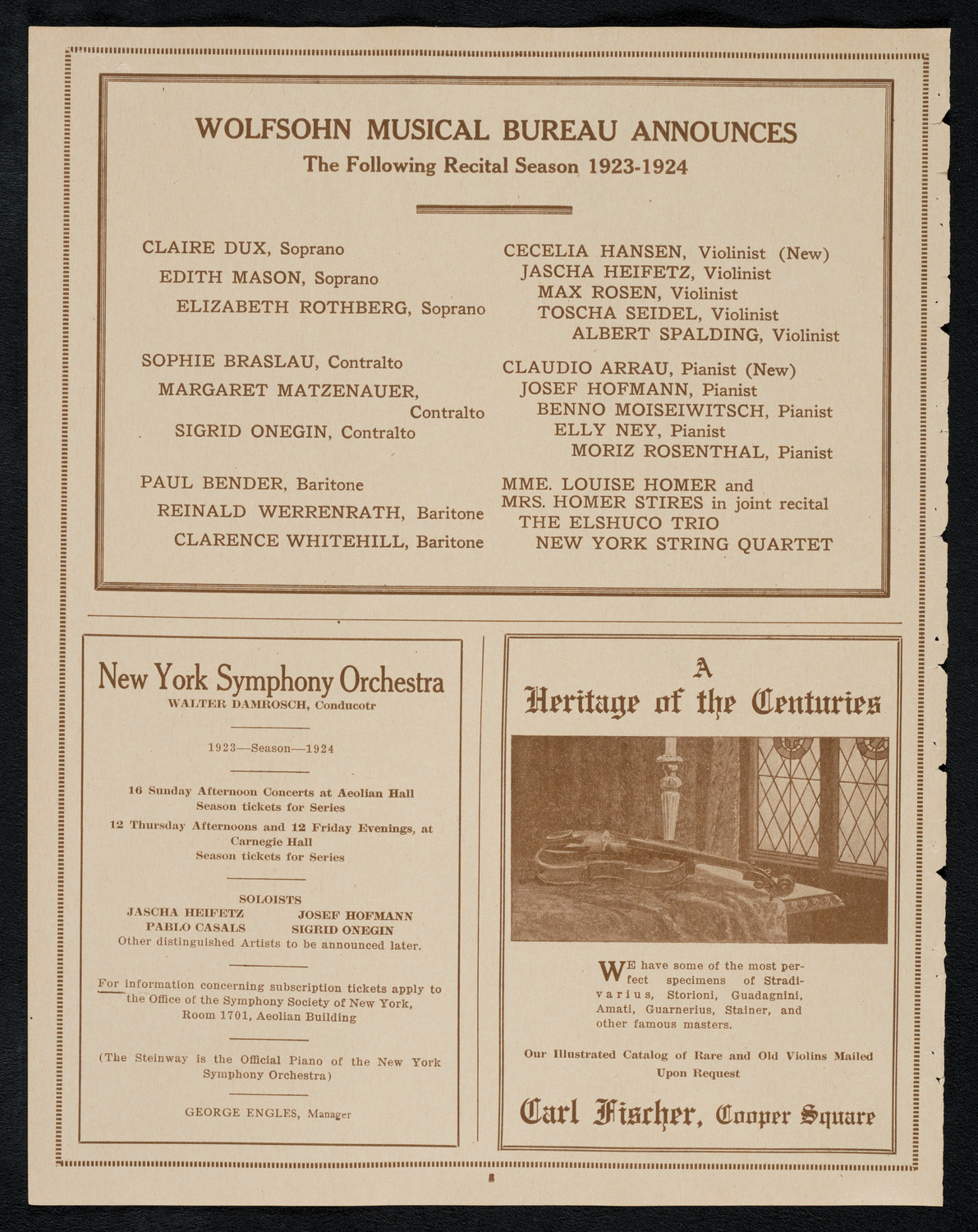 Ignacy Jan Paderewski, Piano, April 22, 1923, program page 8