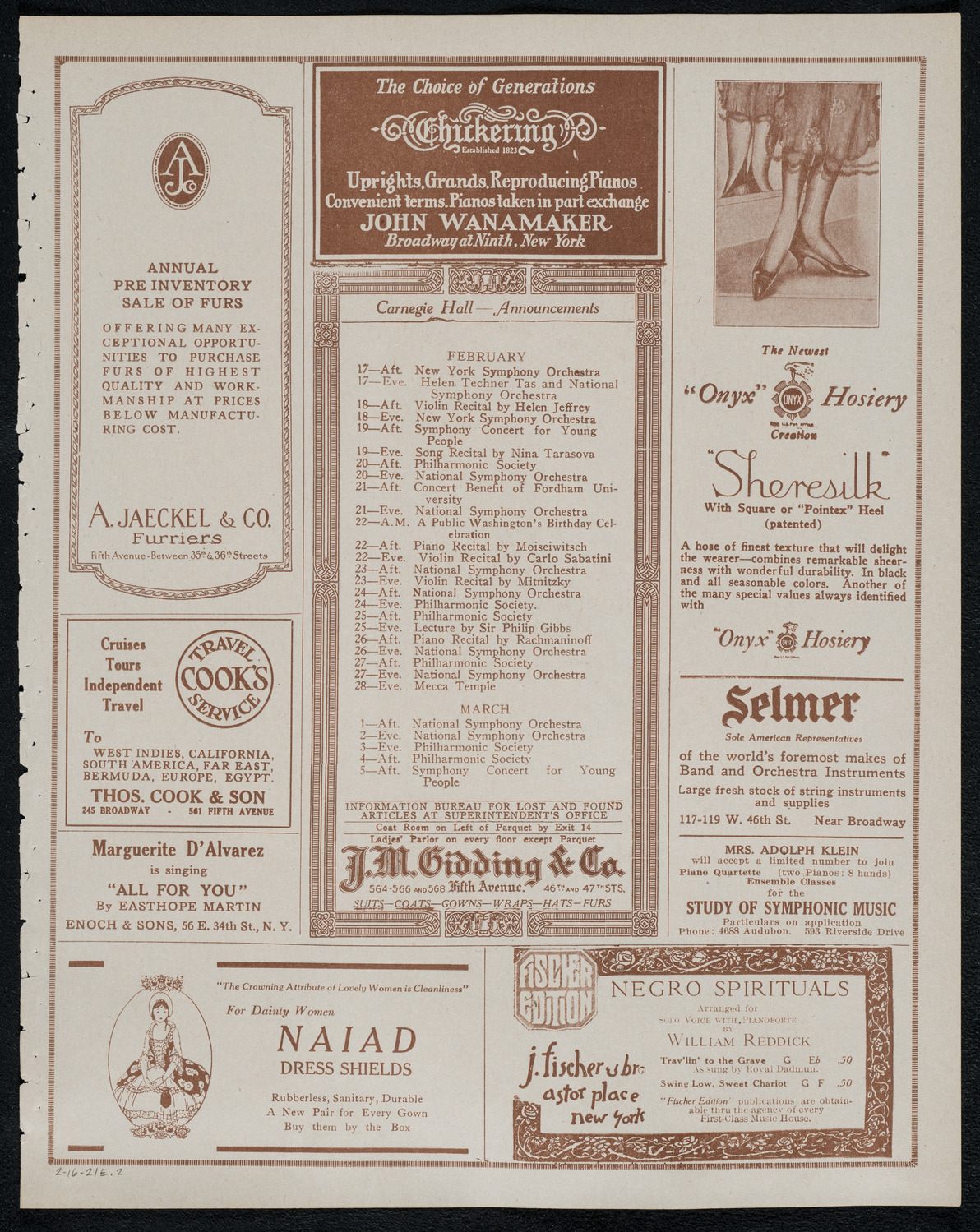 Lecture by Sir Philip Gibbs, February 16, 1921, program page 3