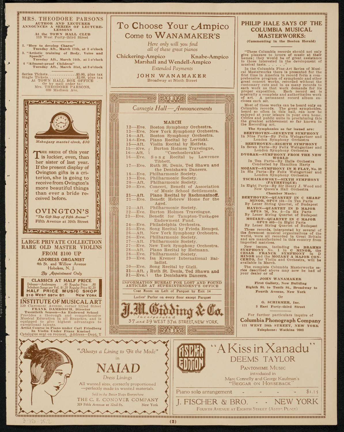 New York Symphony Orchestra, March 12, 1925, program page 3