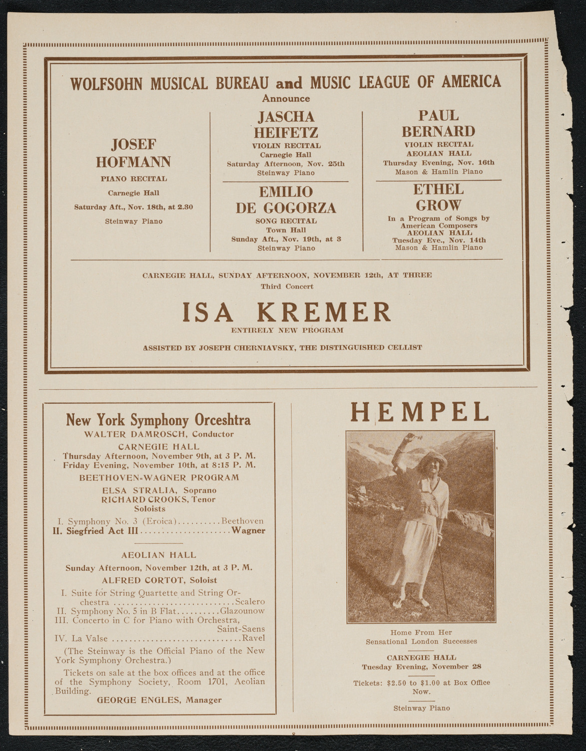 Julia Claussen, Mezzo-Soprano, November 6, 1922, program page 8