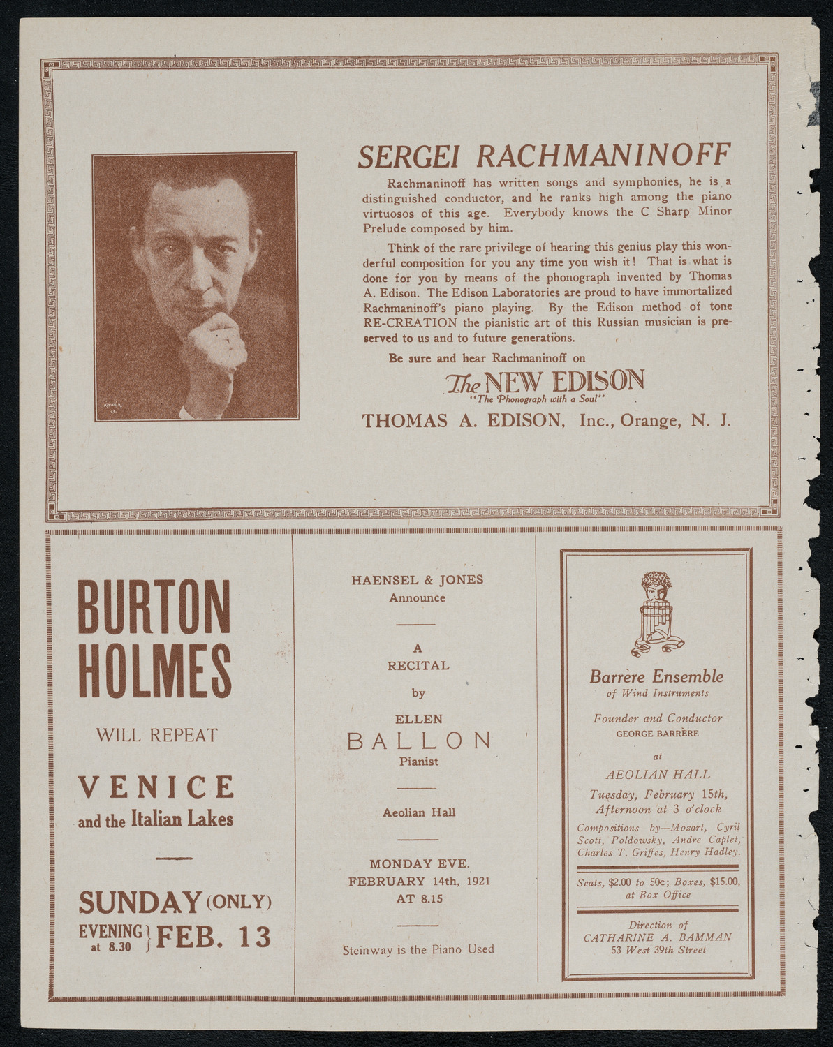 Mabel Garrison, Soprano, February 12, 1921, program page 2