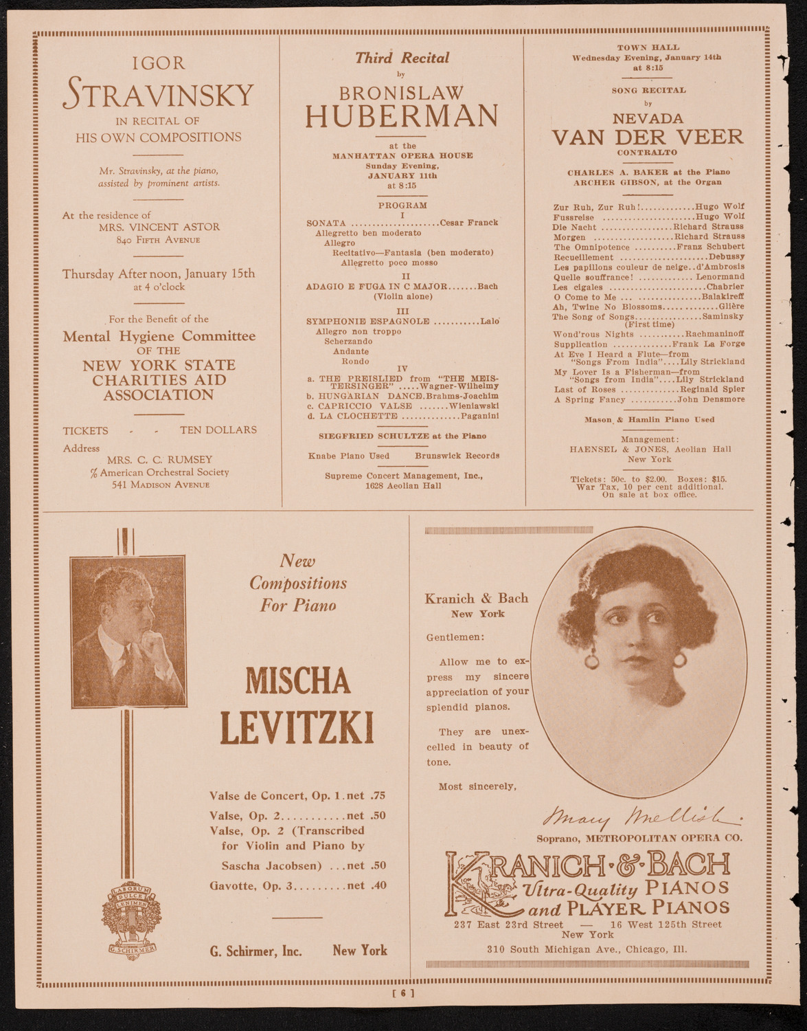 New York Philharmonic, January 11, 1925, program page 6