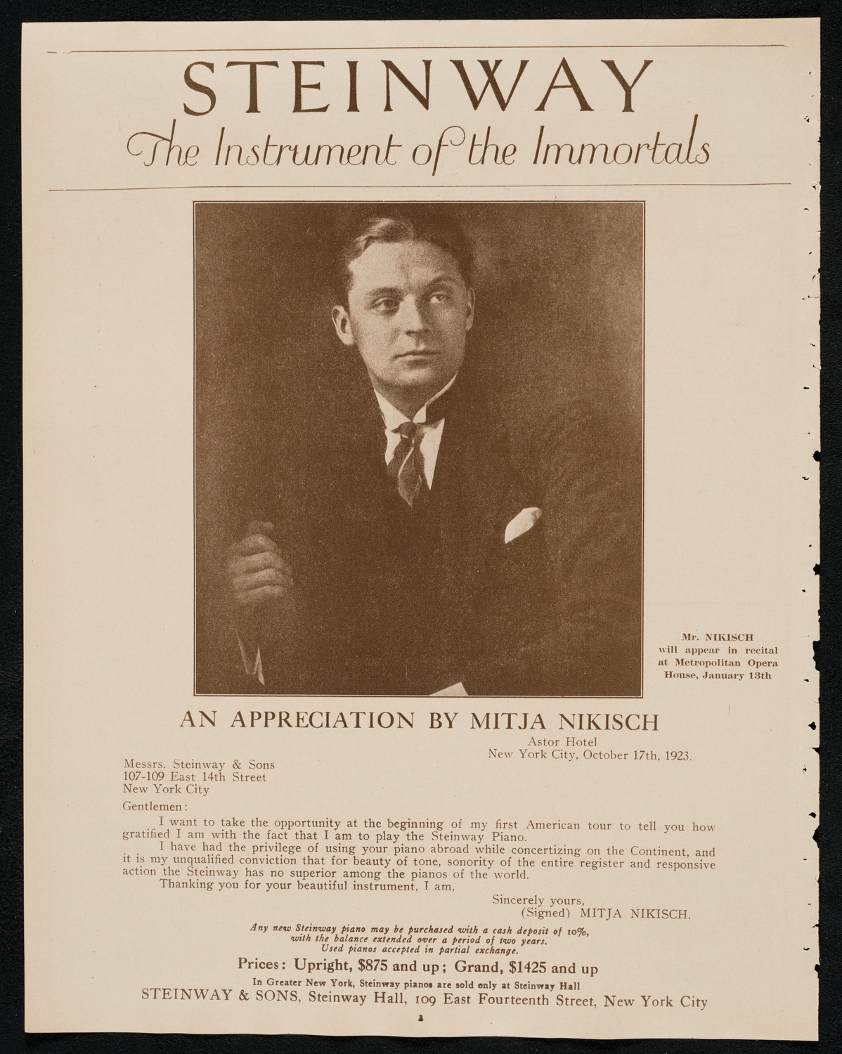 New York Philharmonic, January 10, 1924, program page 4