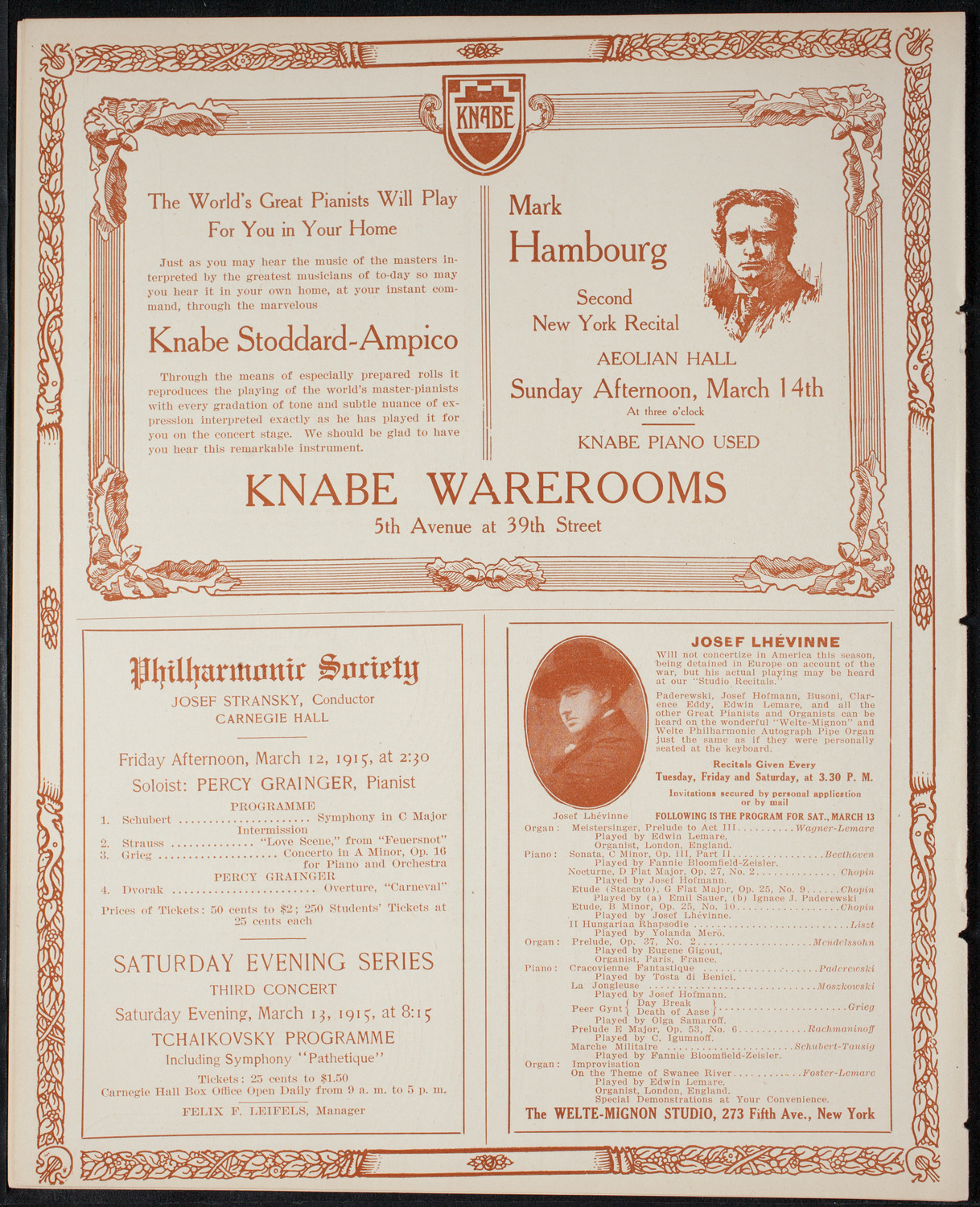 Oscar Seagle, Tenor, March 8, 1915, program page 12