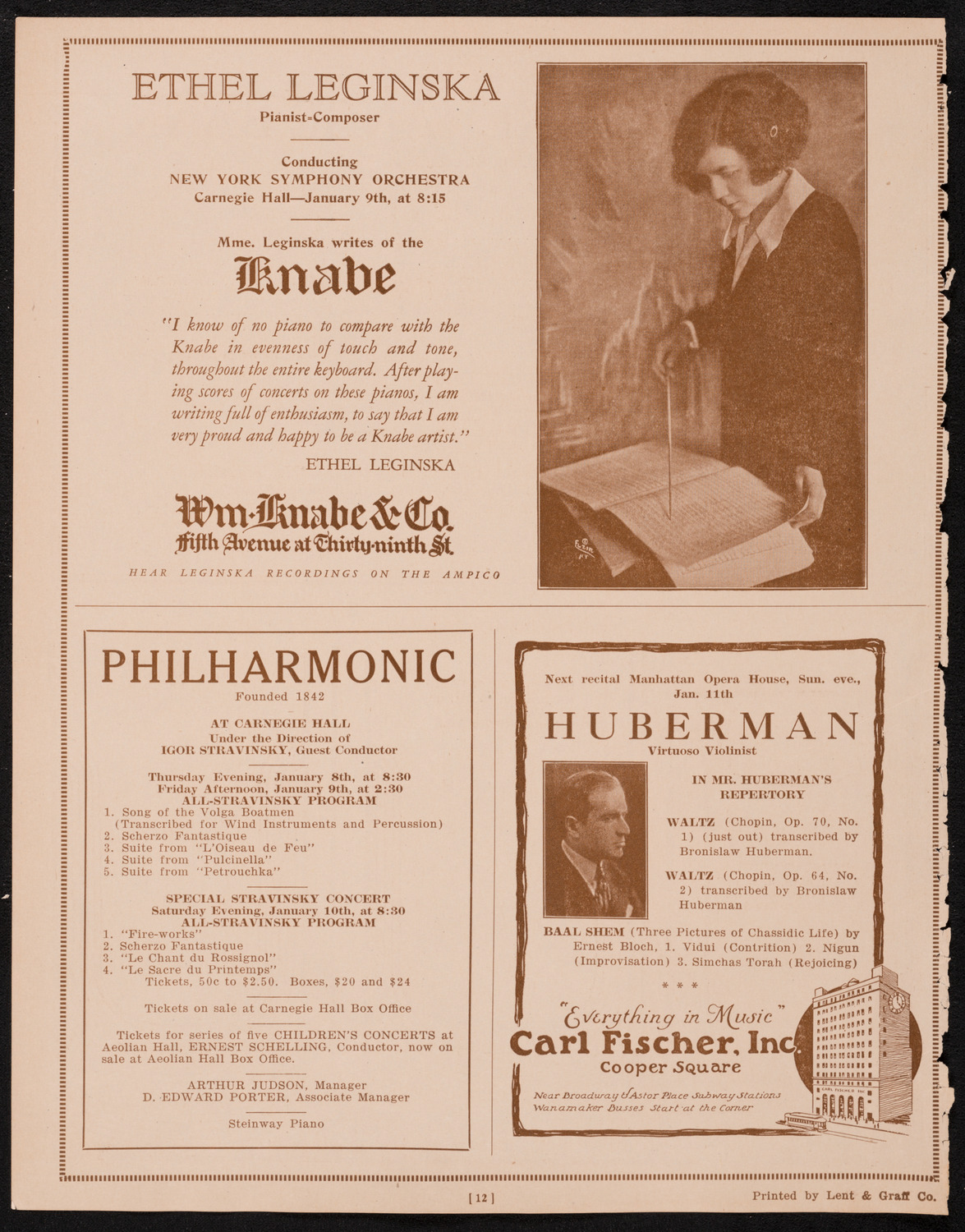 Philadelphia Orchestra, January 6, 1925, program page 12