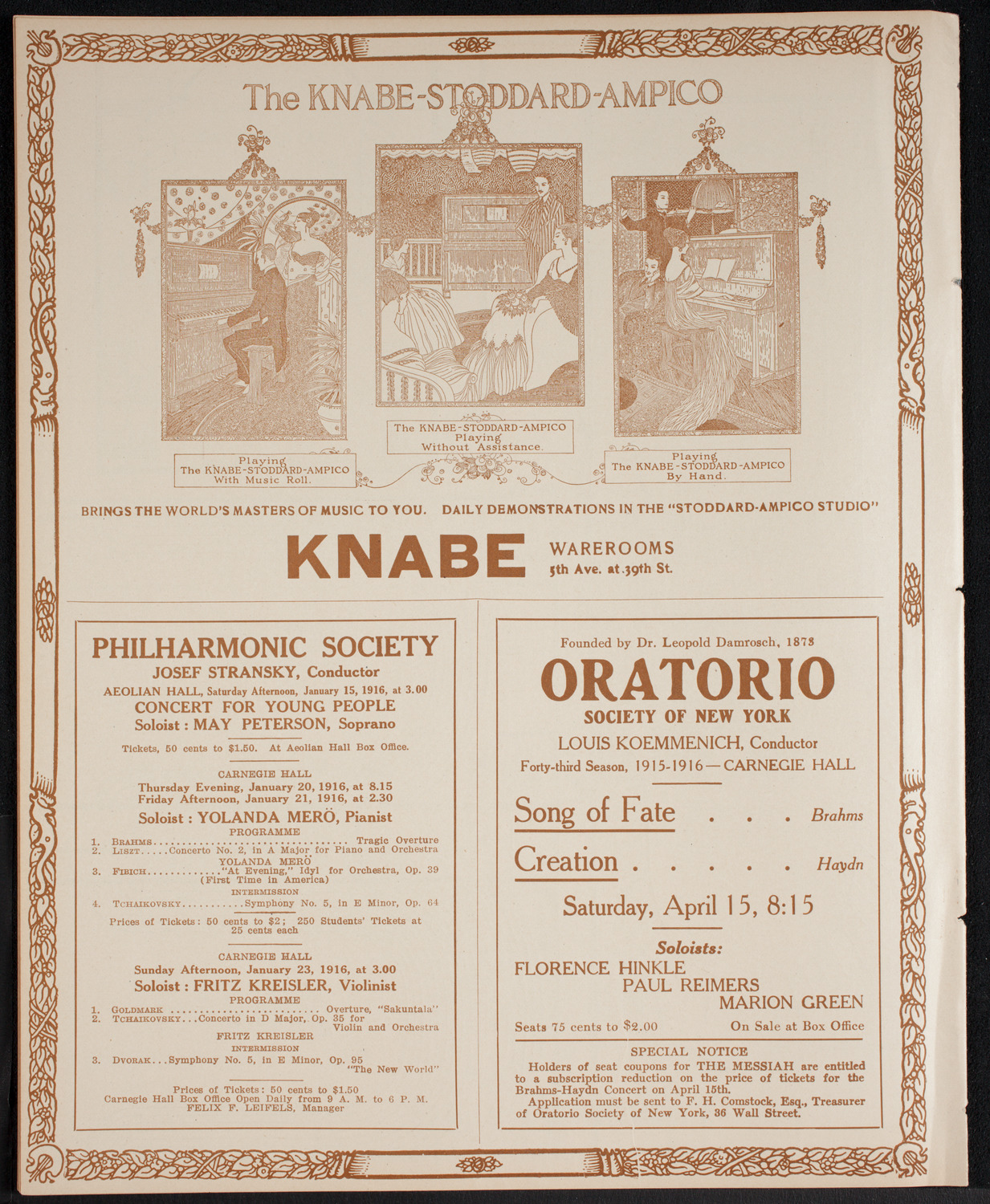 New York Philharmonic, January 14, 1916, program page 12