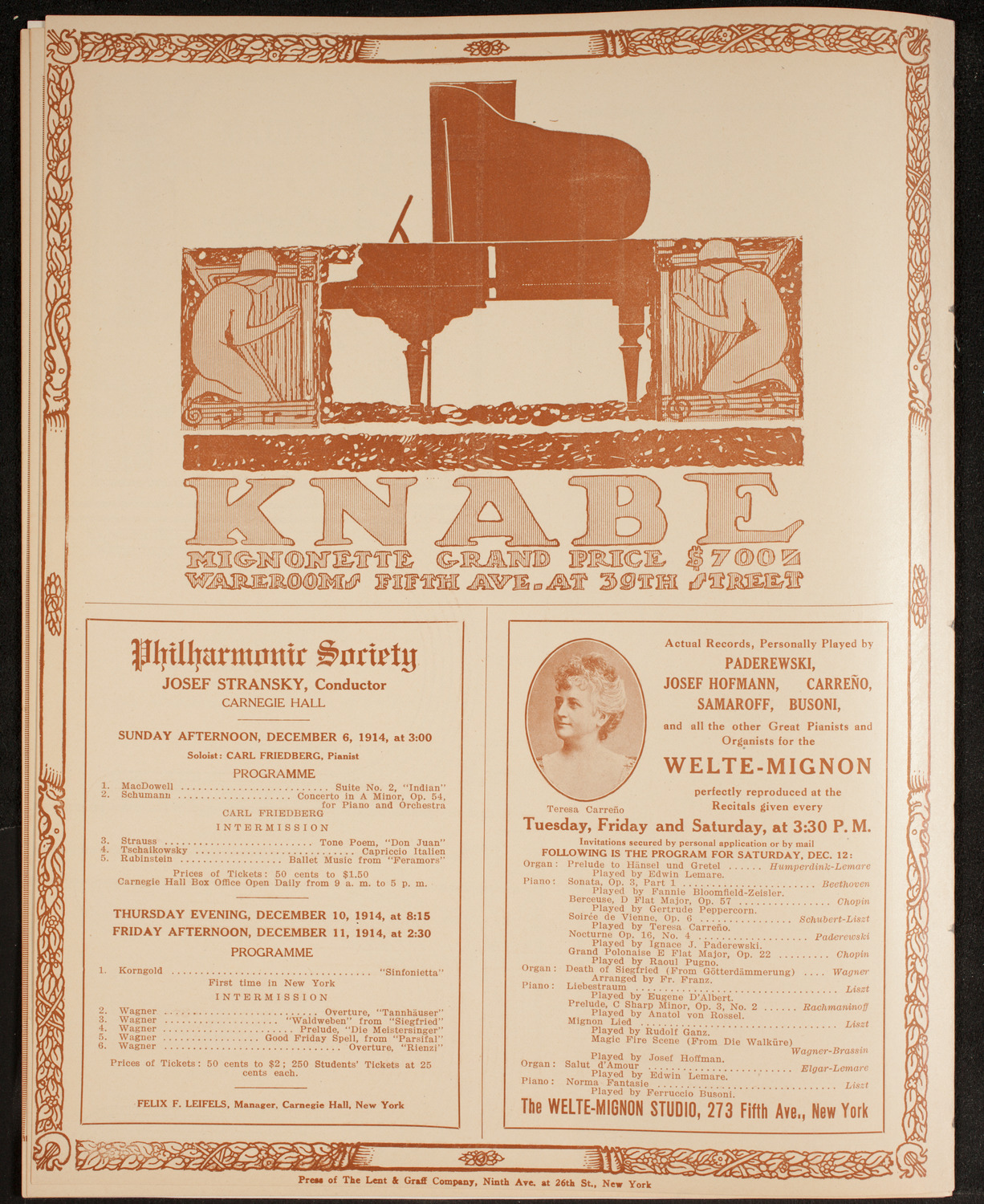 New York Symphony Orchestra, December 3, 1914, program page 13