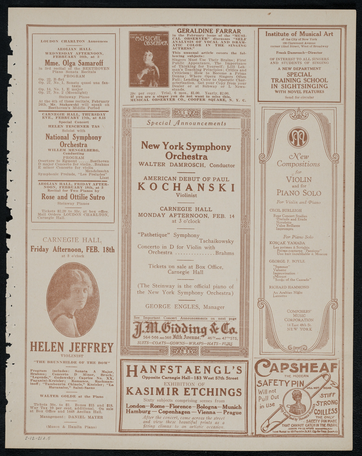 Mabel Garrison, Soprano, February 12, 1921, program page 9