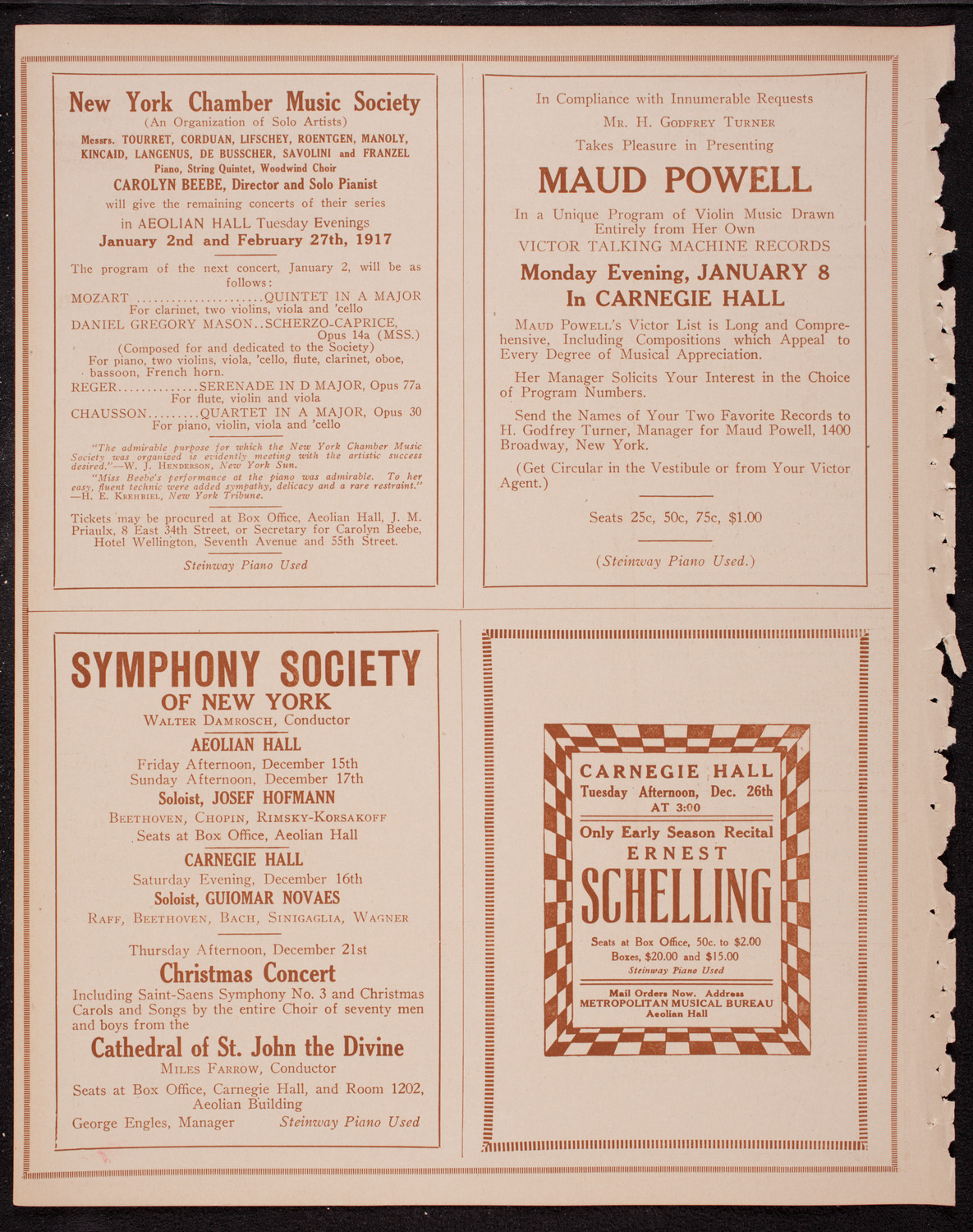 Home Symphony Concert: New York Philharmonic, December 13, 1916, program page 8