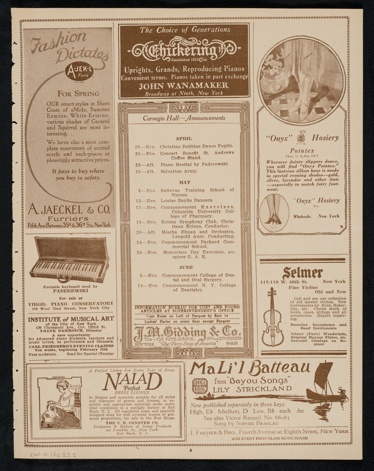 The Full Membership of The Philharmonic Orchestra, April 18, 1923, program page 3